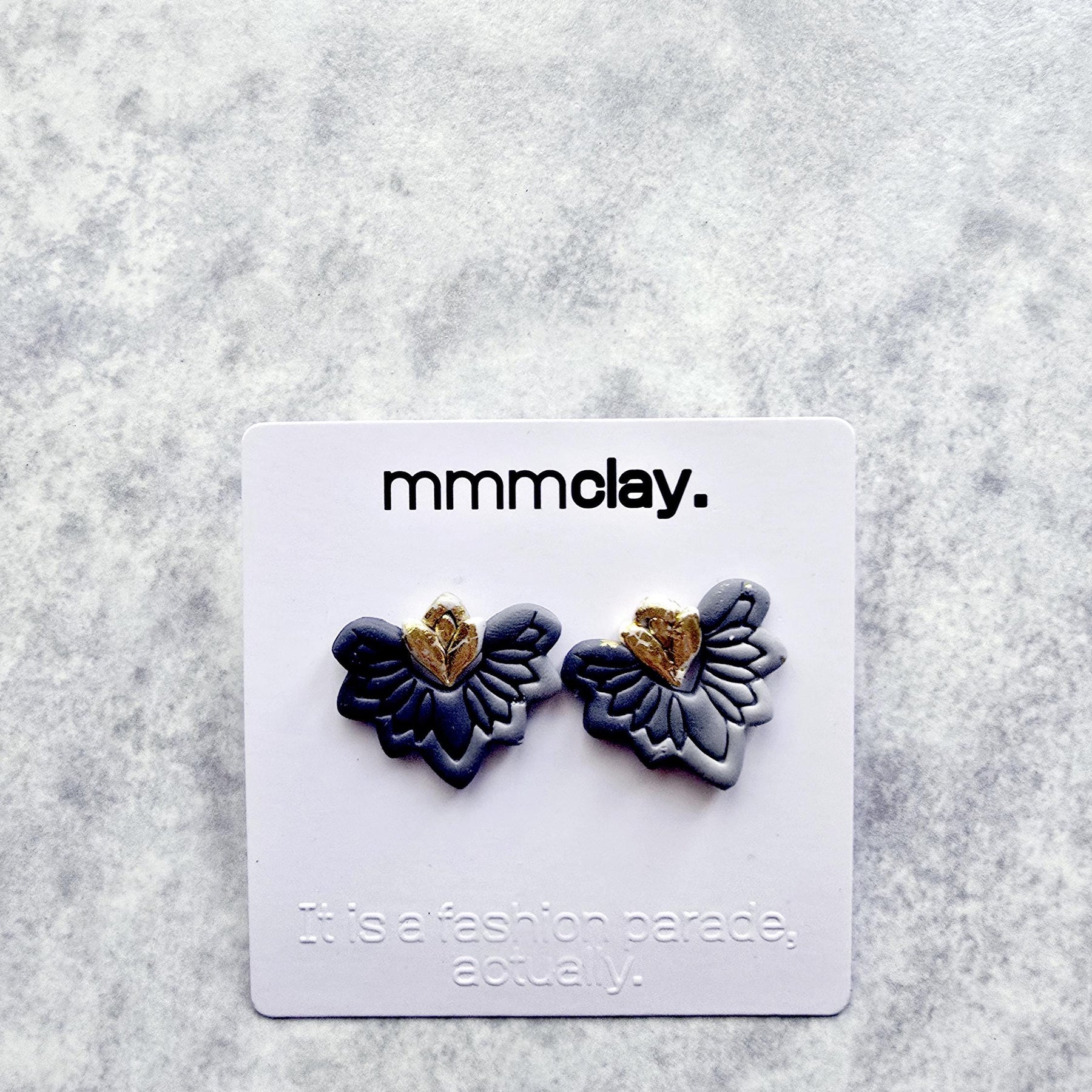 Goth Black Flower Polymer Clay Studs