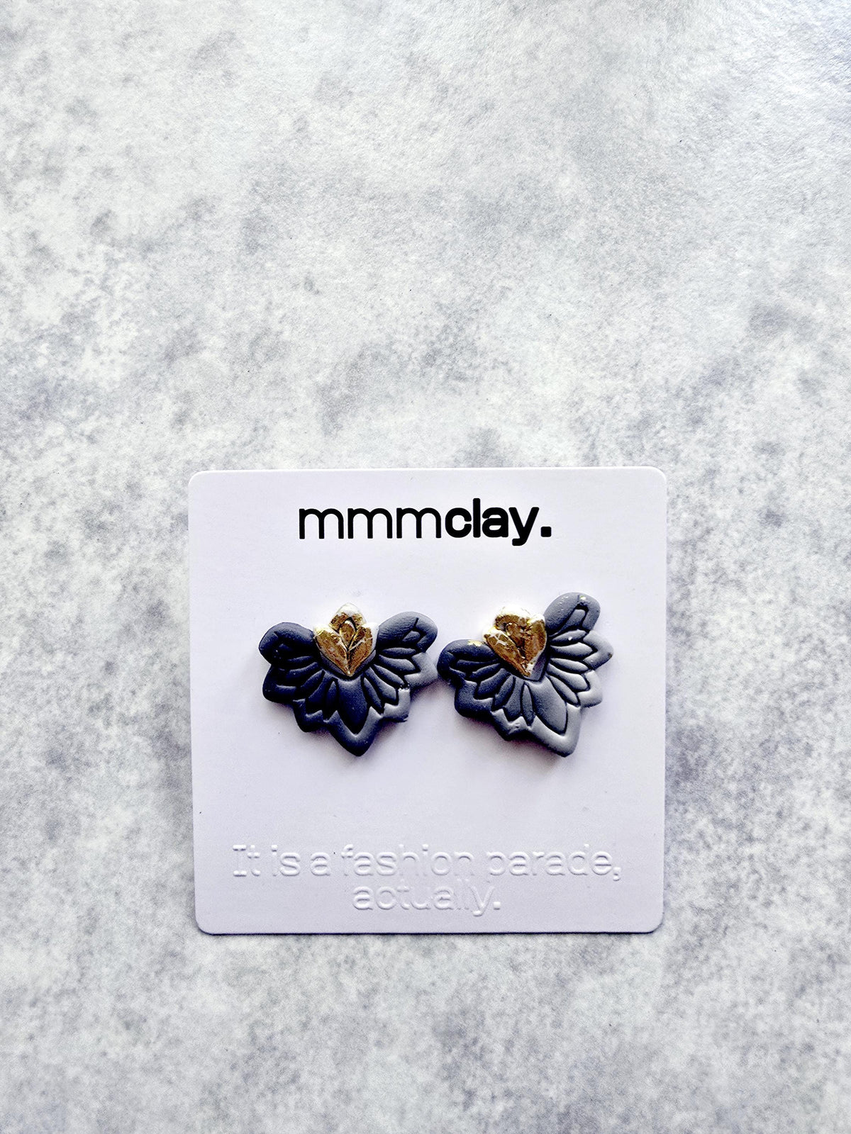 Goth Black Flower Polymer Clay Studs