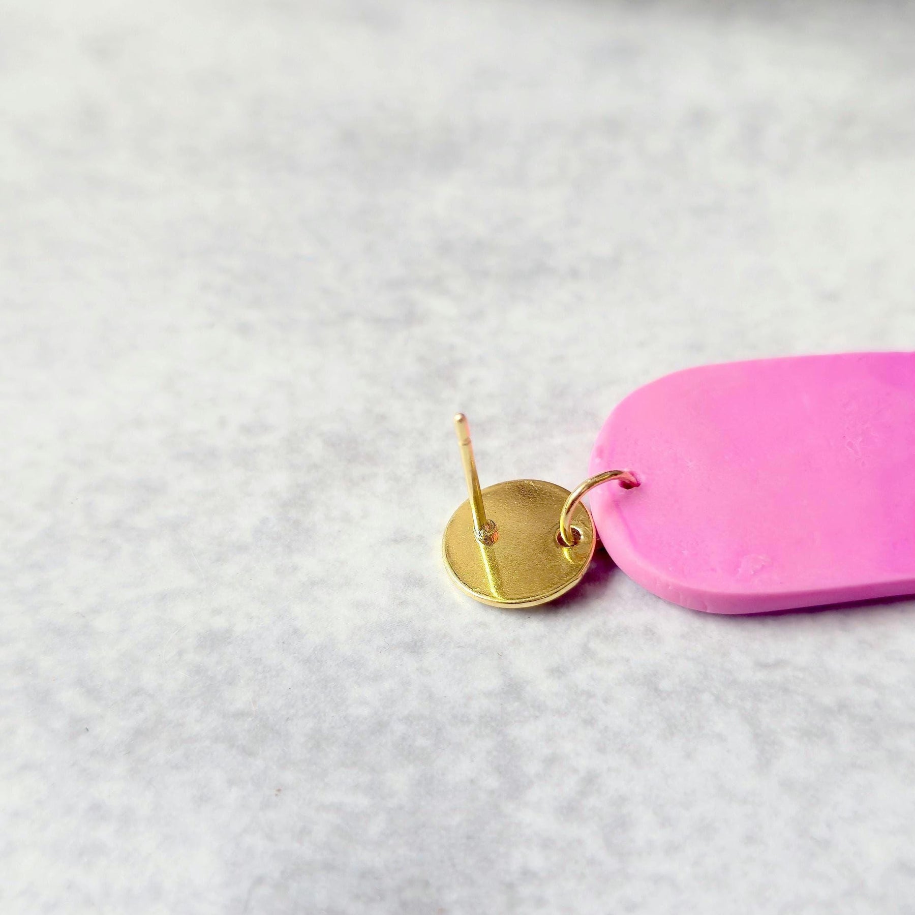 Hot Pink Polymer Clay Arch Earrings