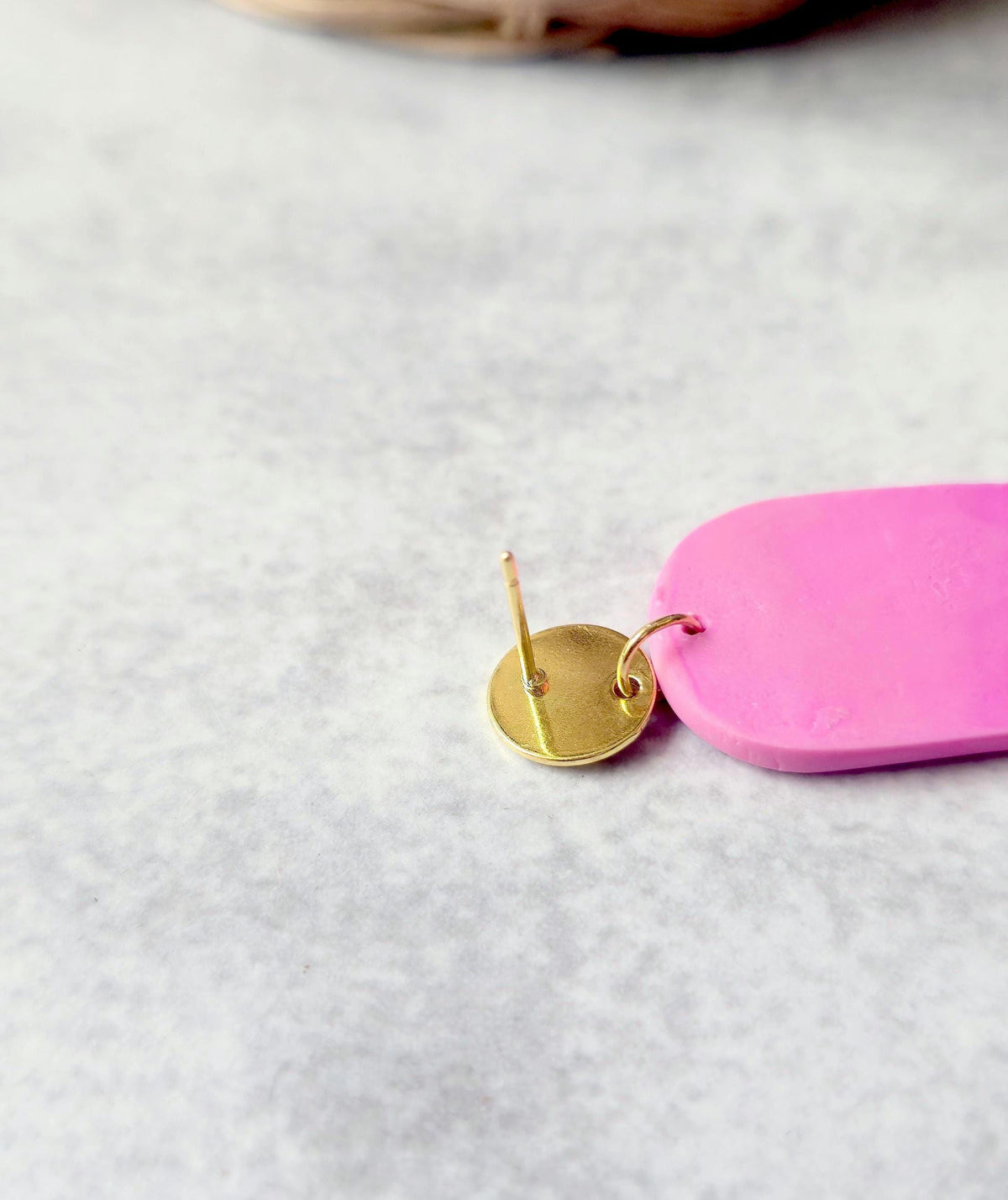 Hot Pink Polymer Clay Arch Earrings