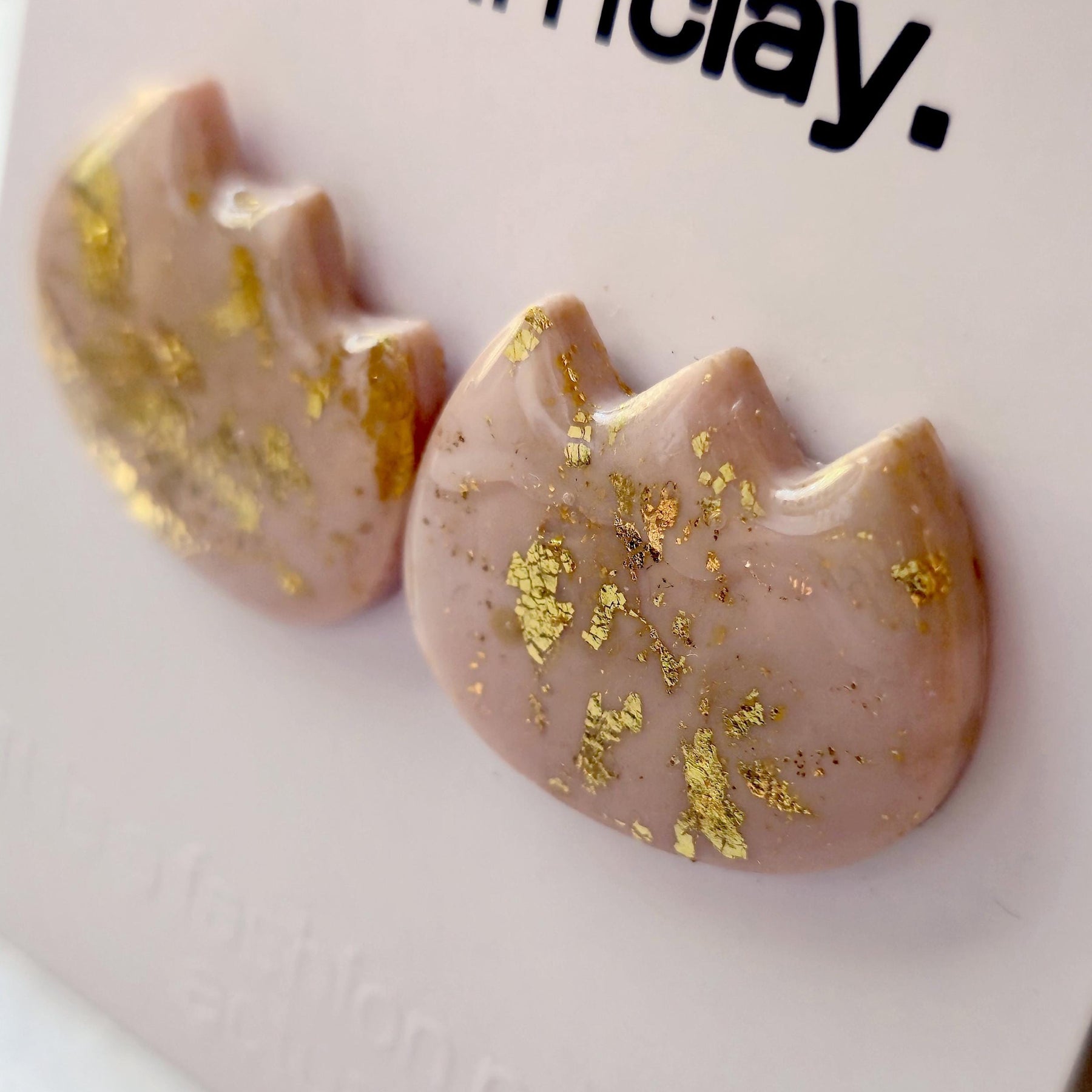 Pink & Gold Tulip Polymer Clay Stud Earrings