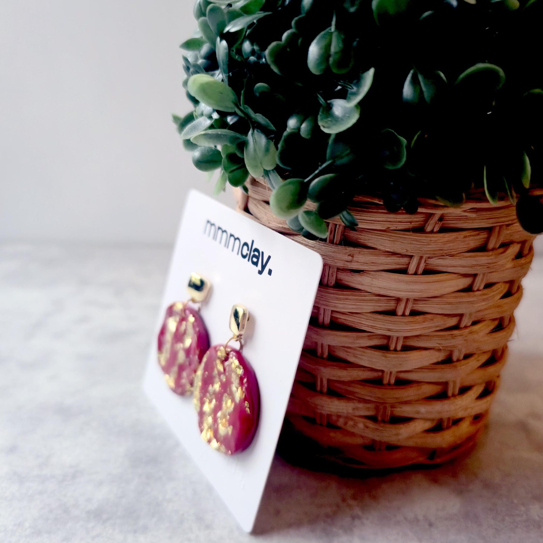 9K Gold Plated Round Crimson Drop Earrings
