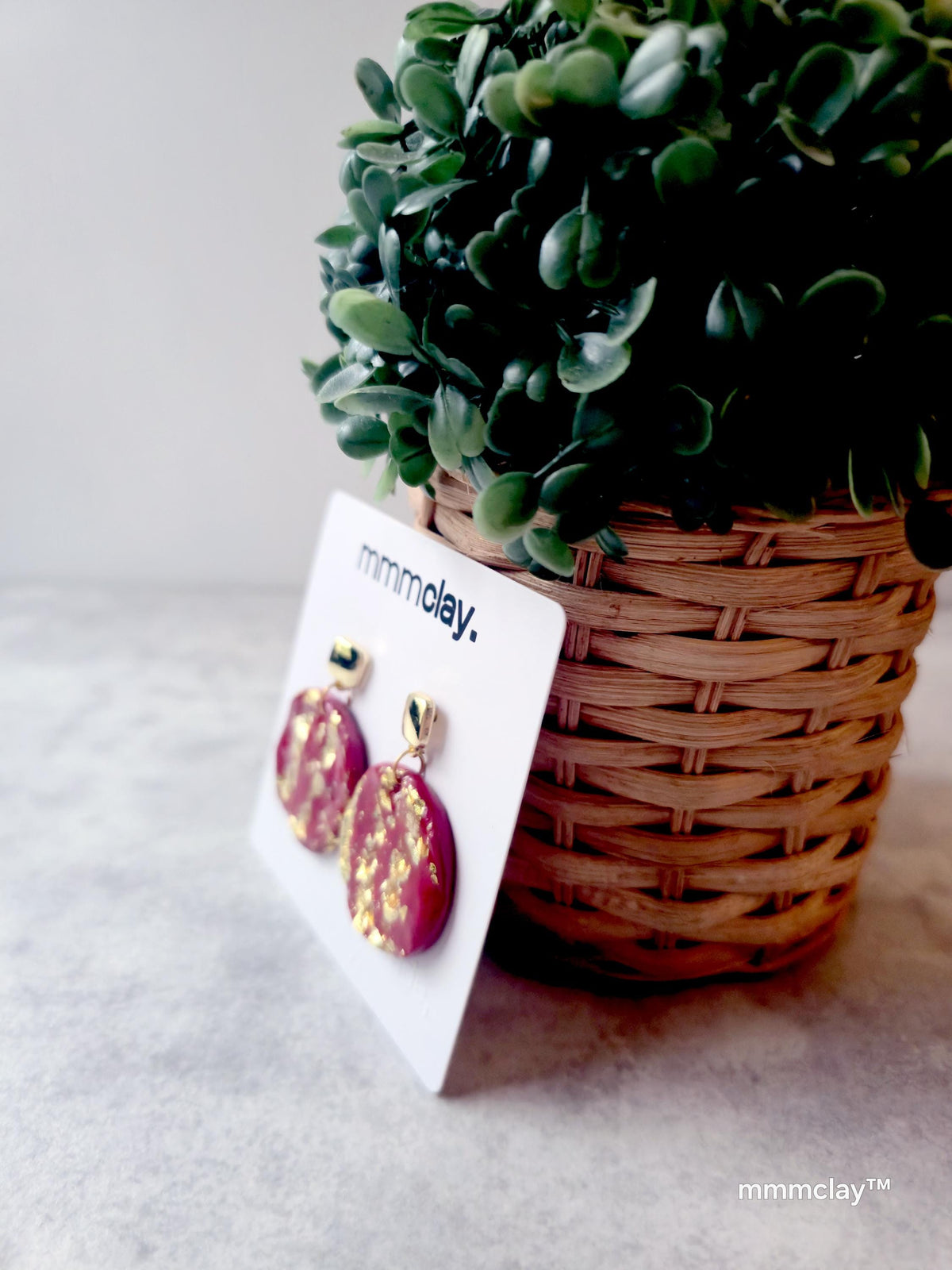 9K Gold Plated Round Crimson Drop Earrings