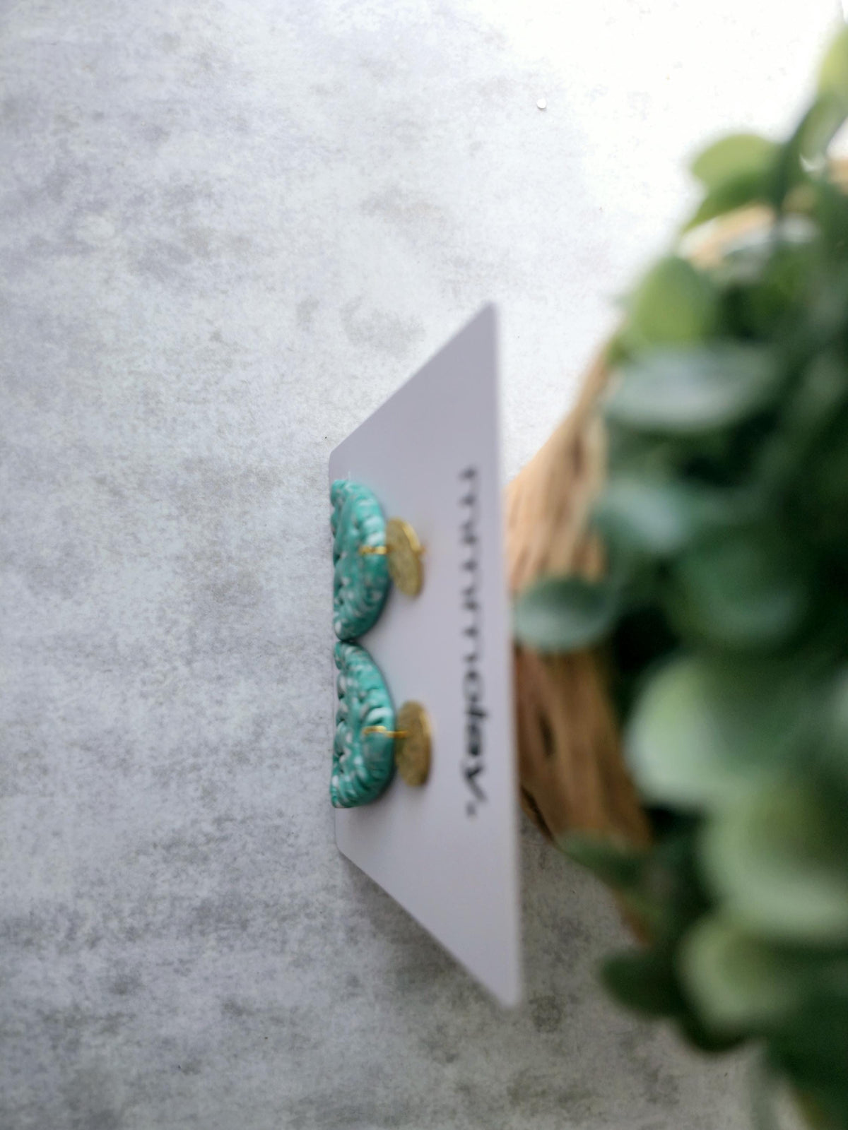 Turquoise Marbled Polymer Clay Dome Earrings