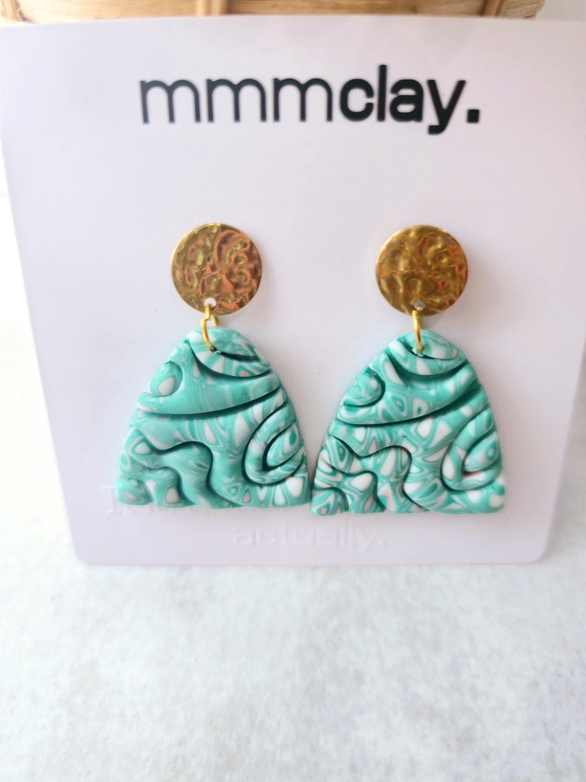 Turquoise Marbled Polymer Clay Dome Earrings