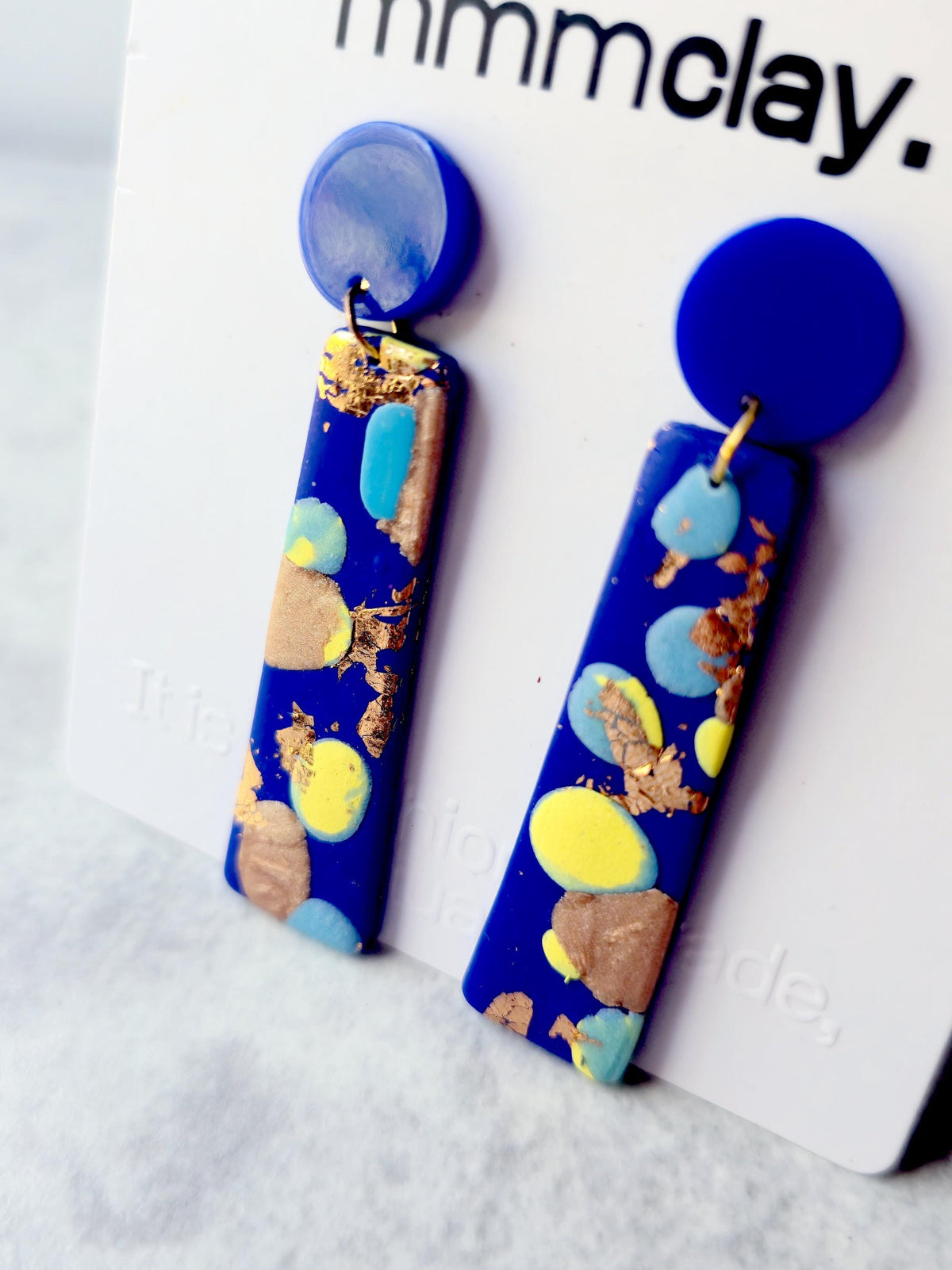 Cobalt Blue Terrazzo Polymer Clay Statement Drops