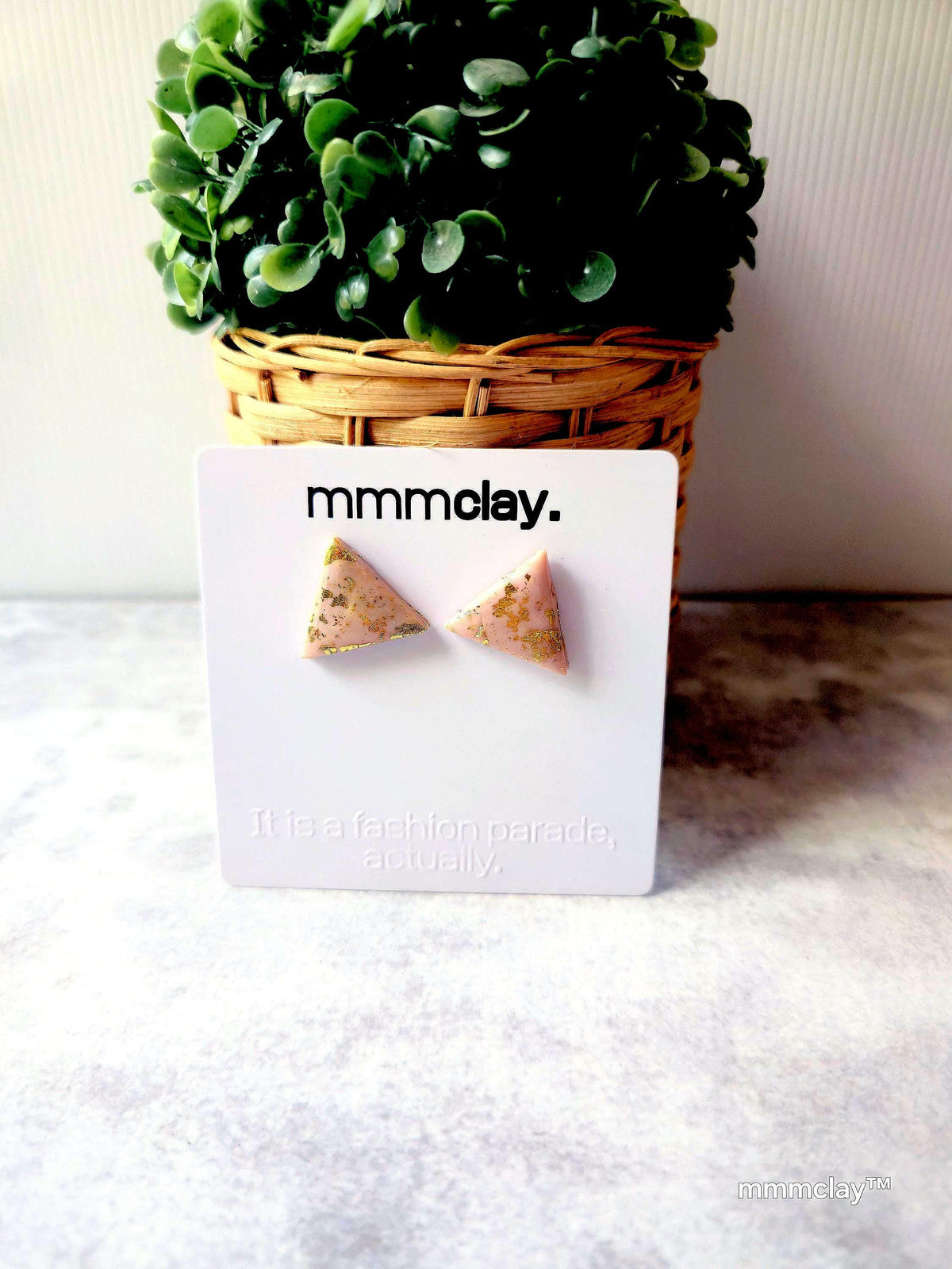 Pink Gold Triangle Studs