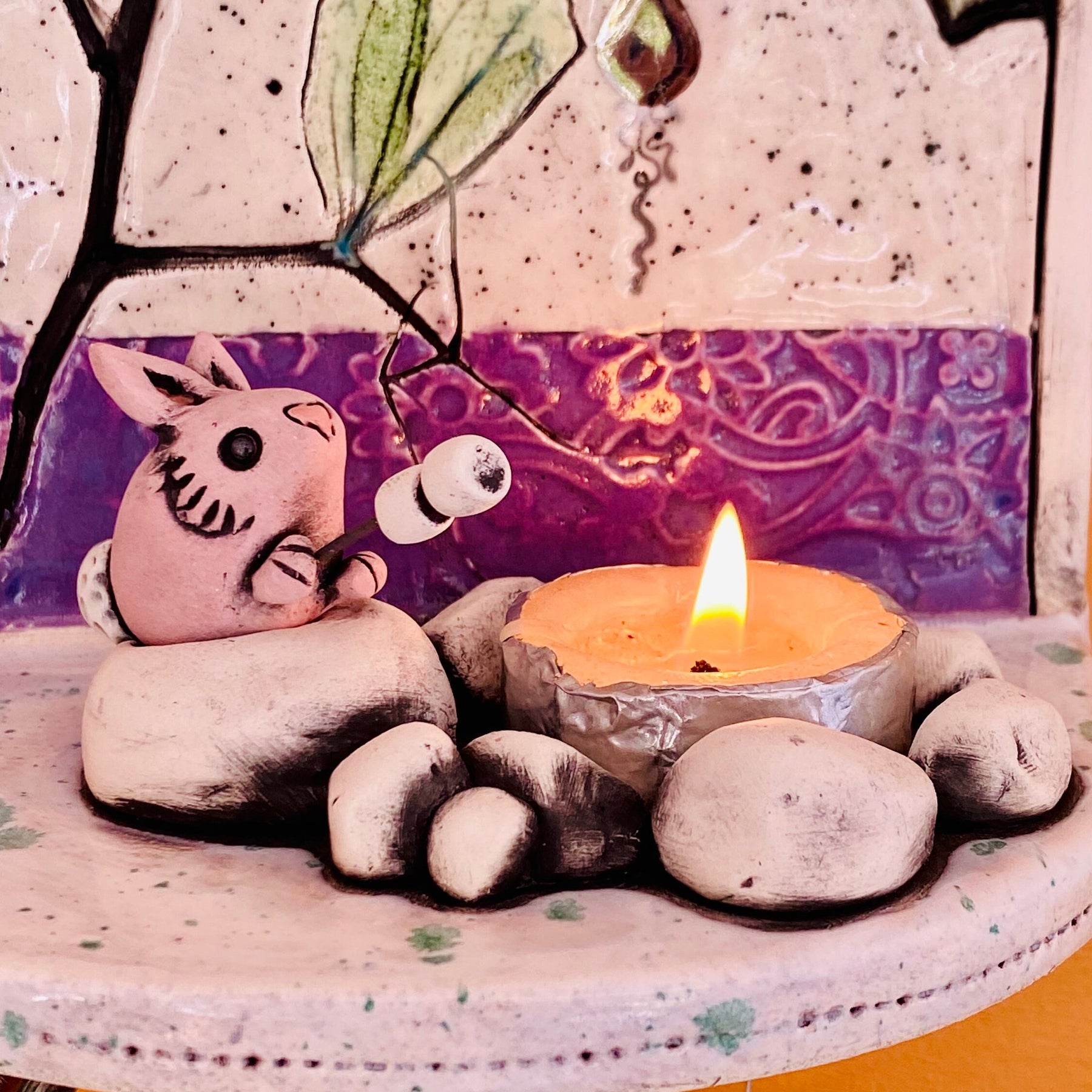 Whimsical Wall Shelf/Shrine/Altar with a Bunny