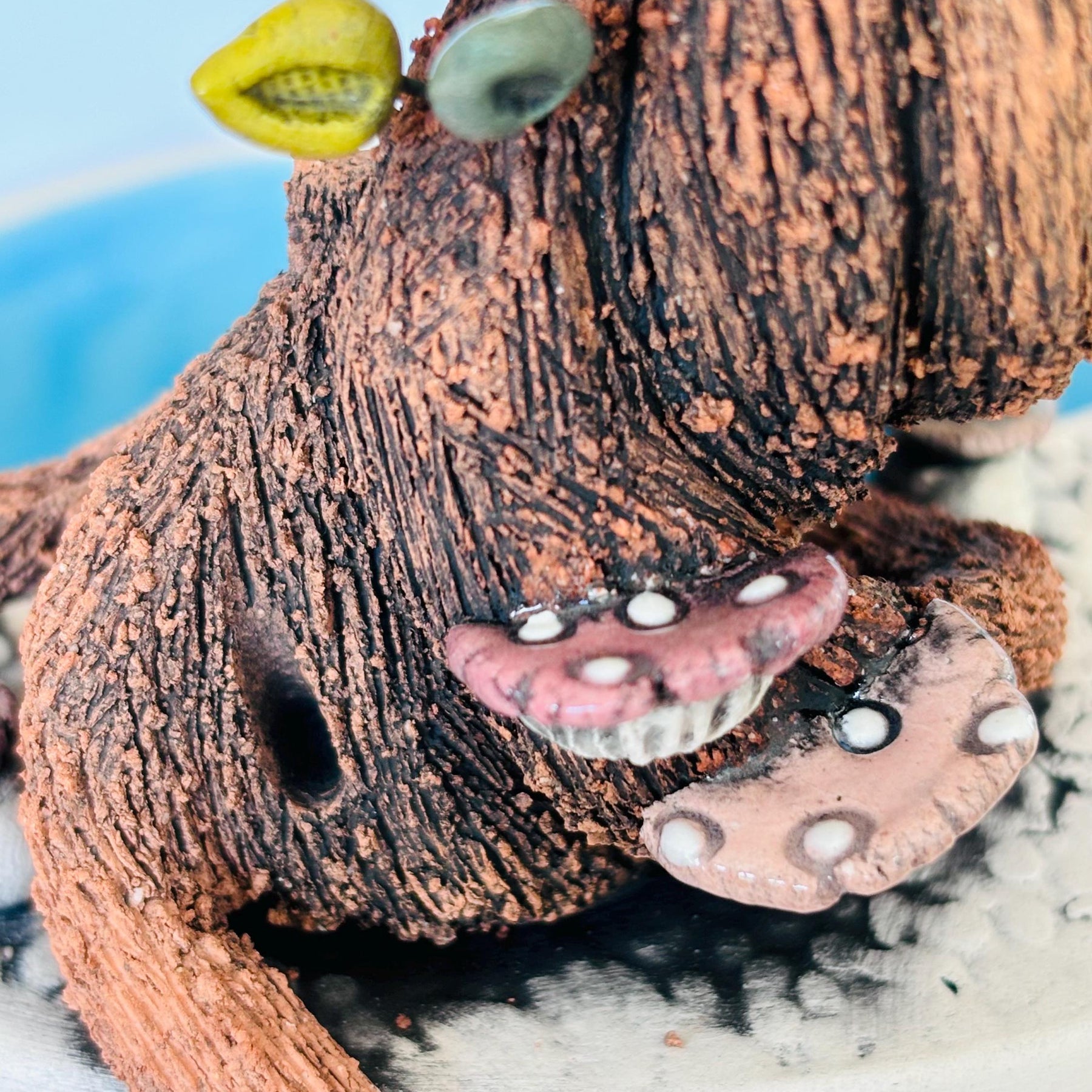 Handmade Earthenware Nature Scene Planter with a Tasmanian Devil