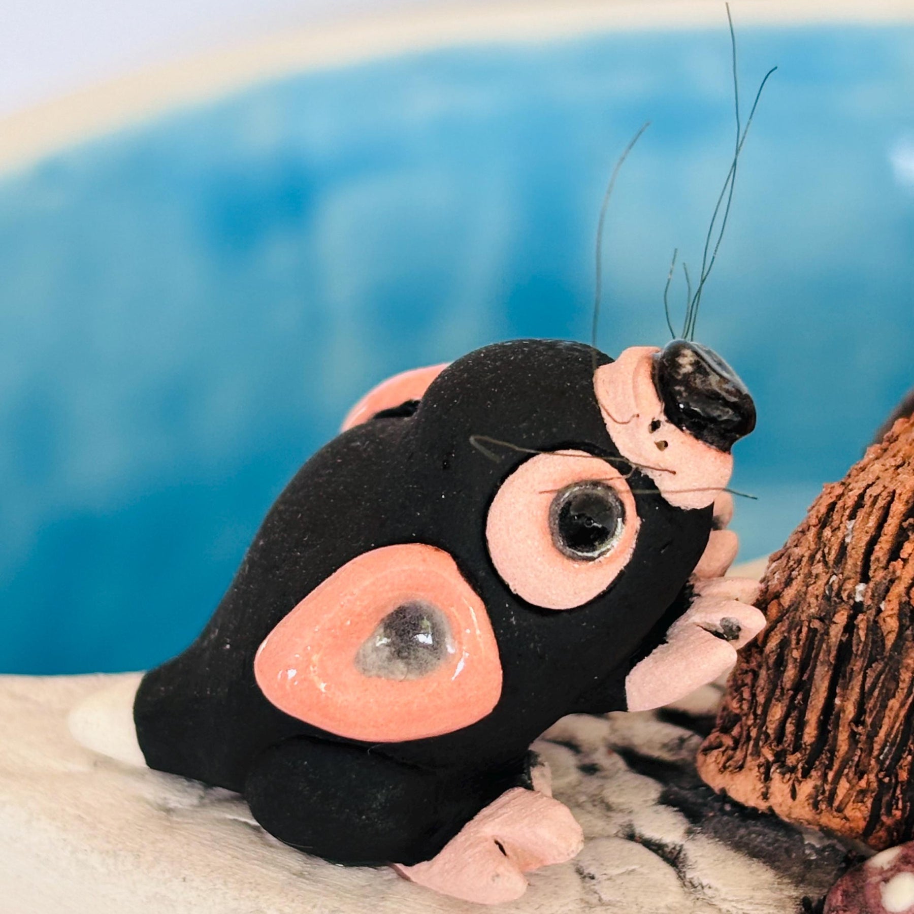 Handmade Earthenware Nature Scene Planter with a Tasmanian Devil