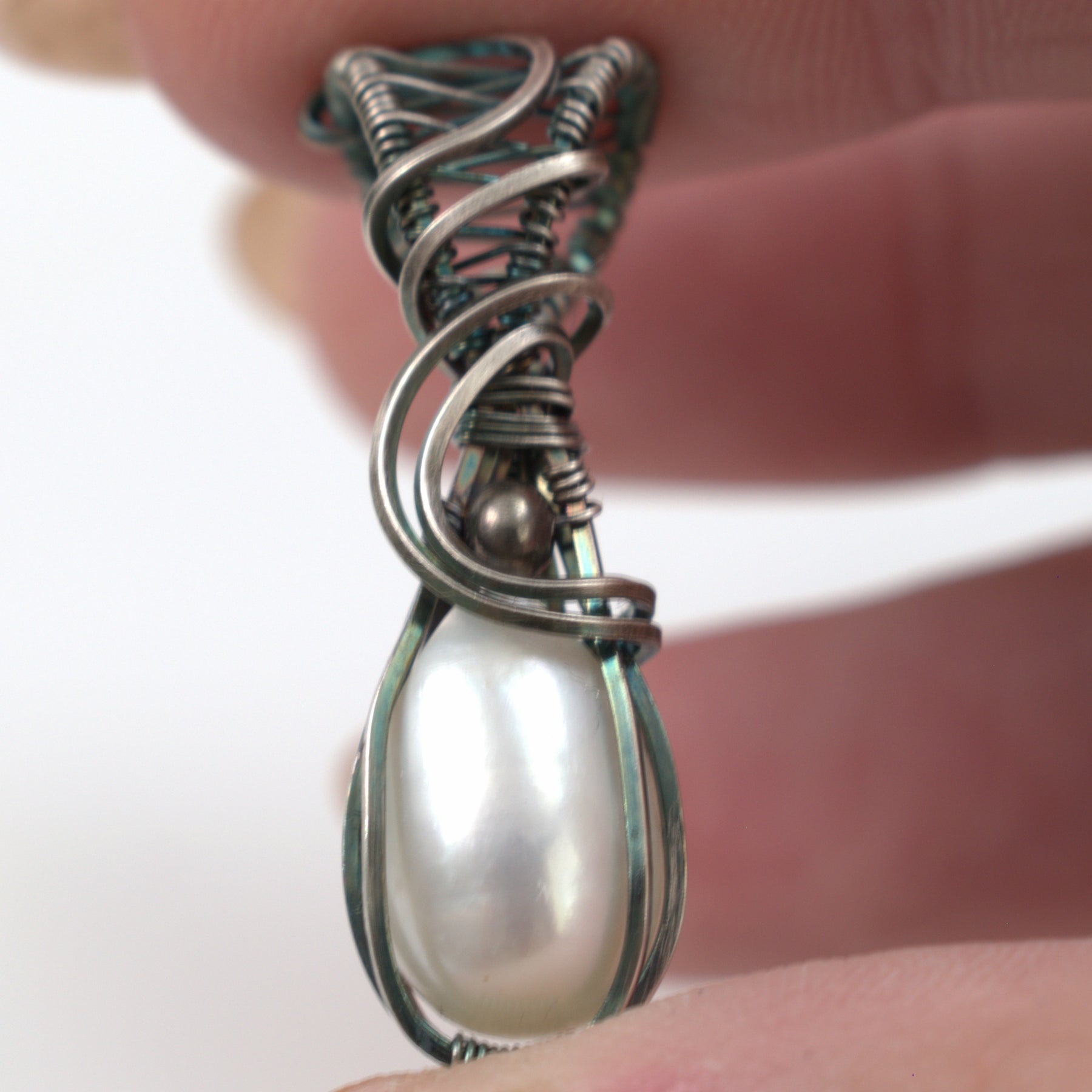 Silver Siren - Antiqued Silver Pearl Pendant