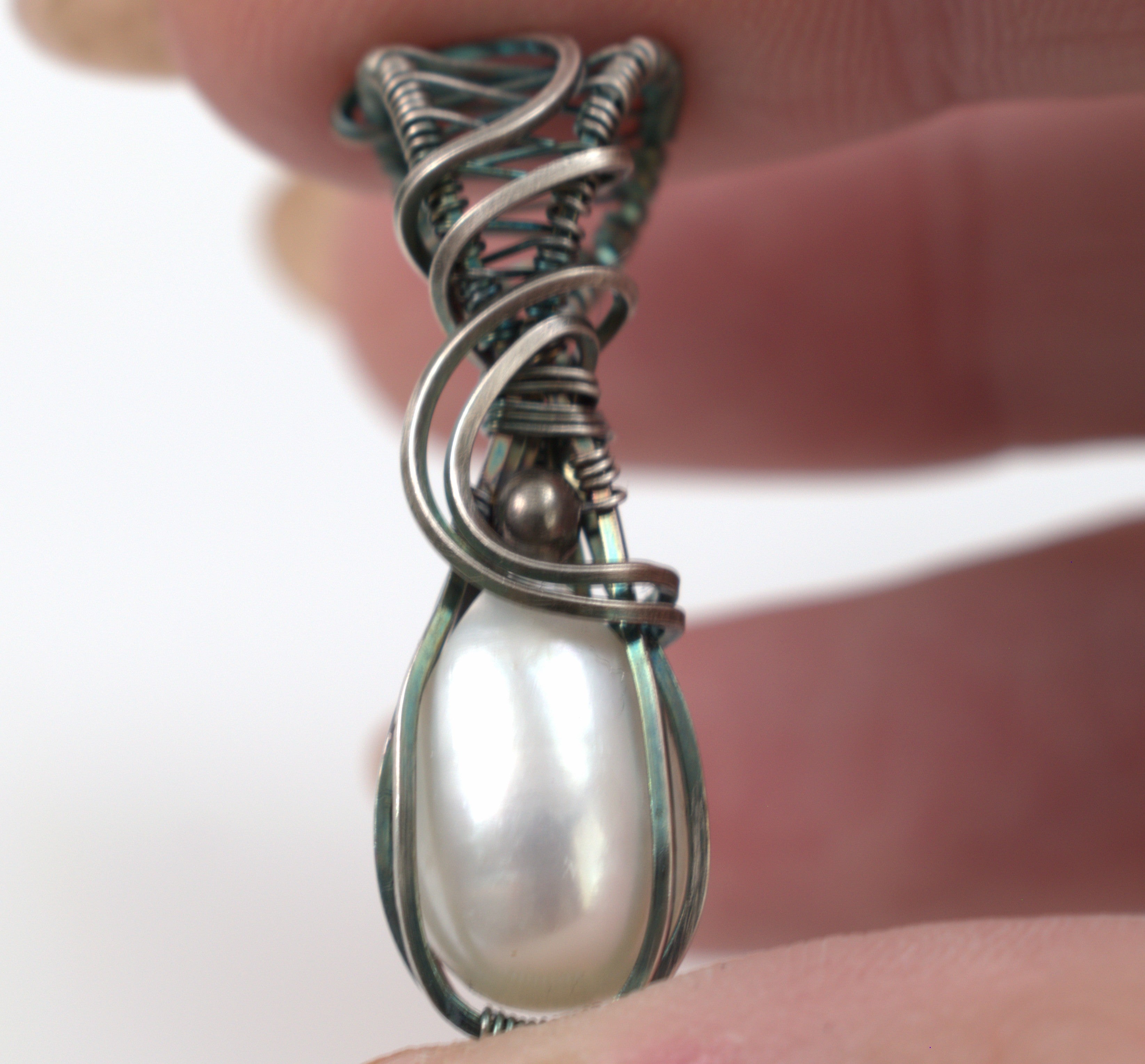 Silver Siren - Antiqued Silver Pearl Pendant