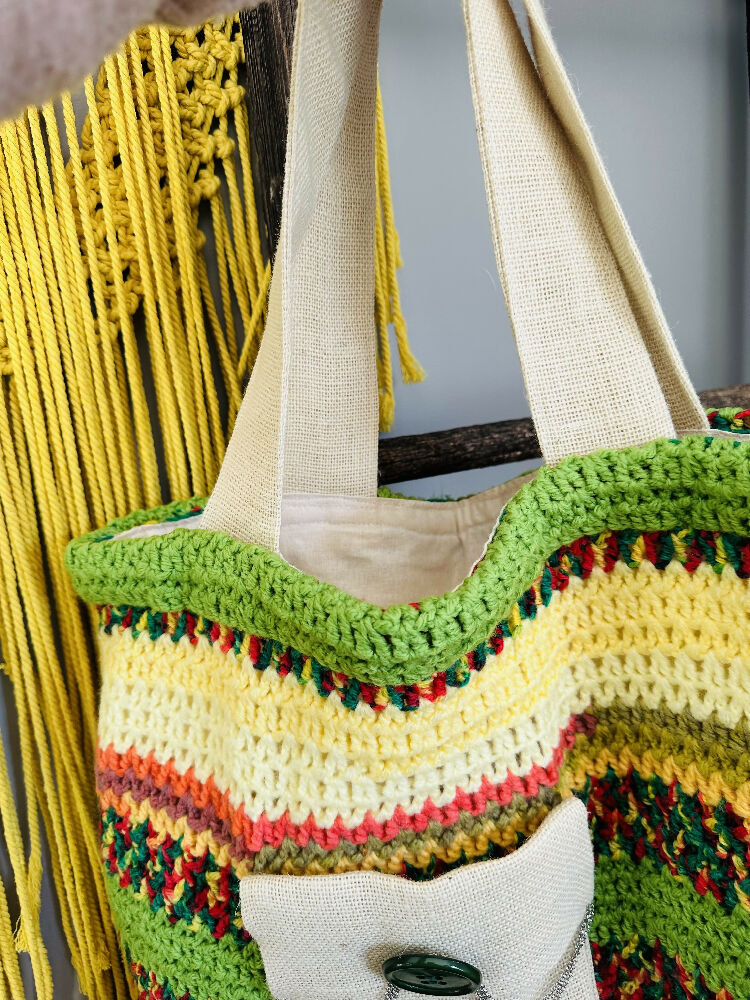 Colourful Handmade Crochet large Bag