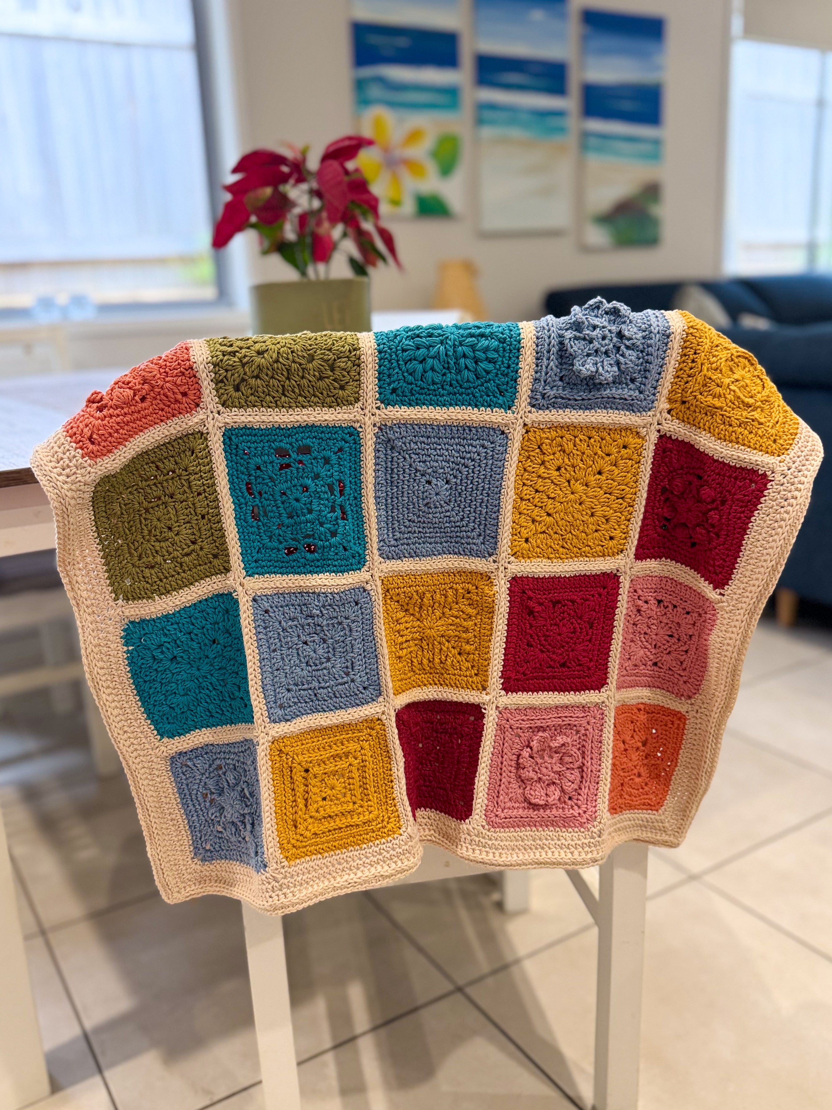 #098 Grannie Square Lap Blanket in Various Colours