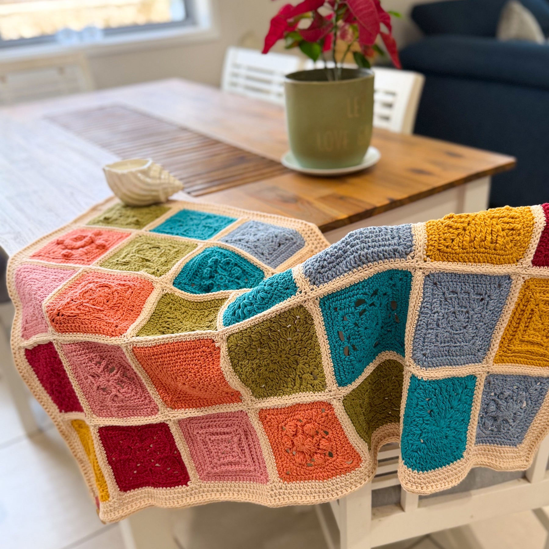 #098 Grannie Square Lap Blanket in Various Colours