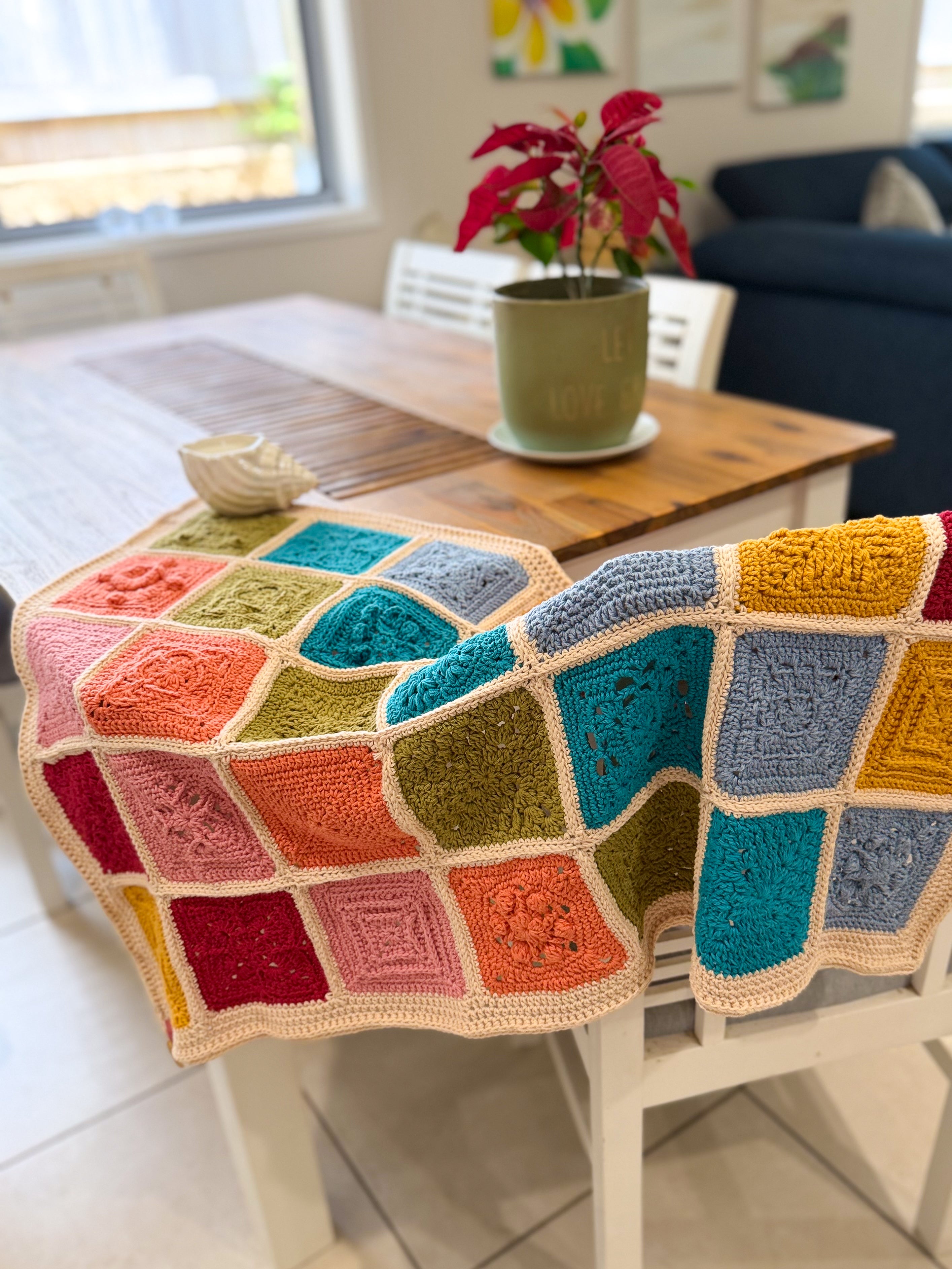 #098 Grannie Square Lap Blanket in Various Colours