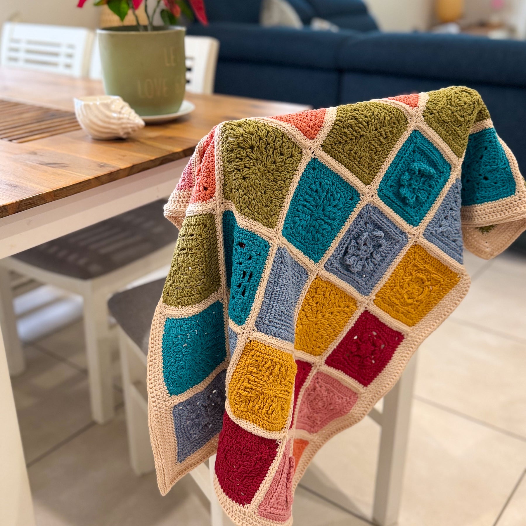 #098 Grannie Square Lap Blanket in Various Colours
