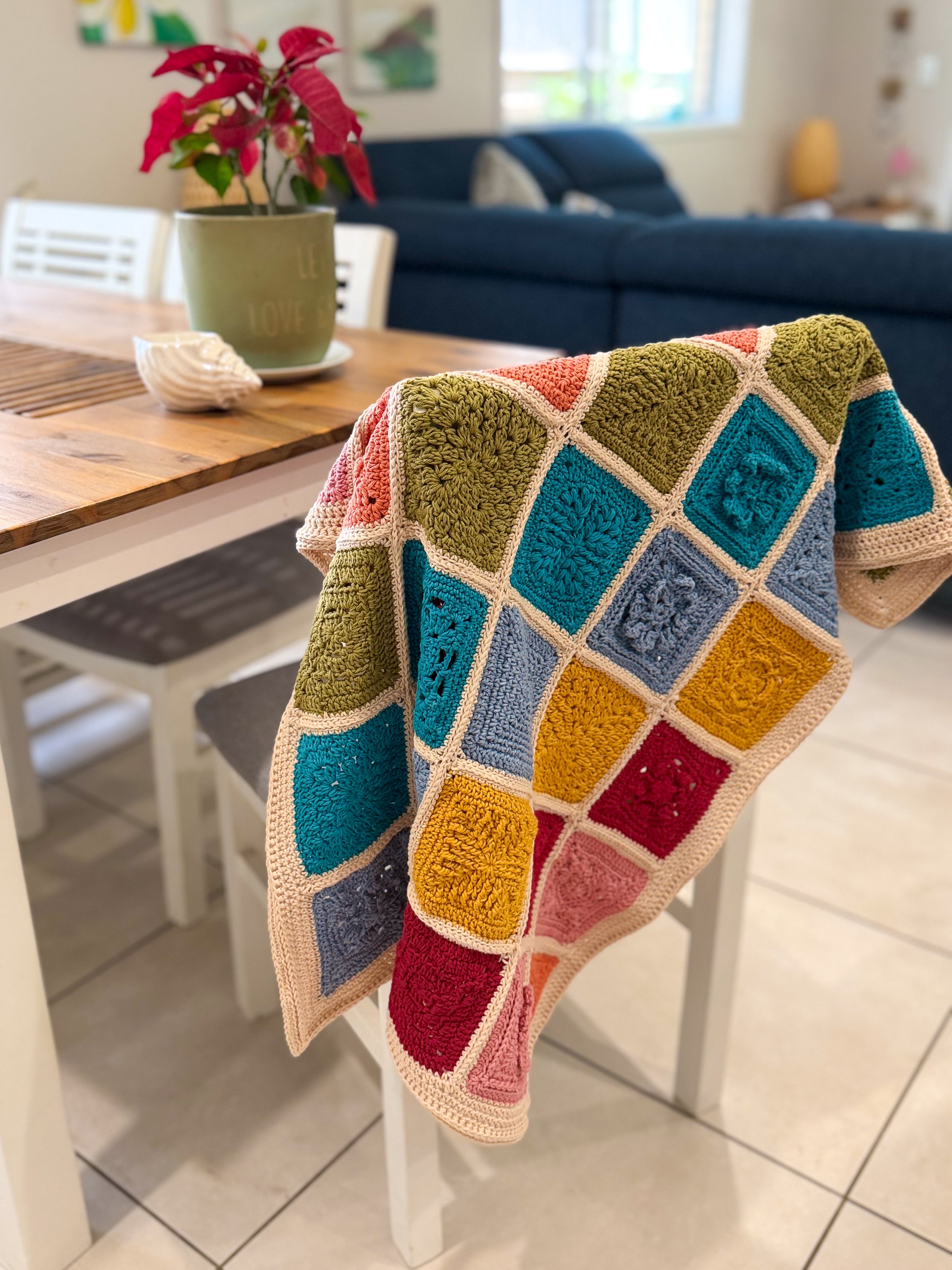 #098 Grannie Square Lap Blanket in Various Colours
