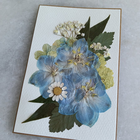Charming Delphinium | Pressed Flower Handmade Card