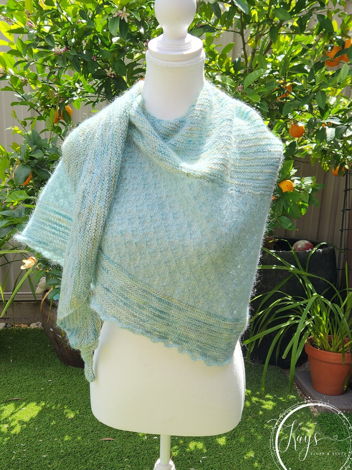 Hand knit Lace Mohair & Merino Shawl