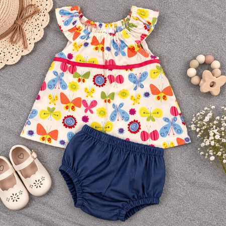 SIZE 0 Aline Bright Butterfly Aline top and Panties SET