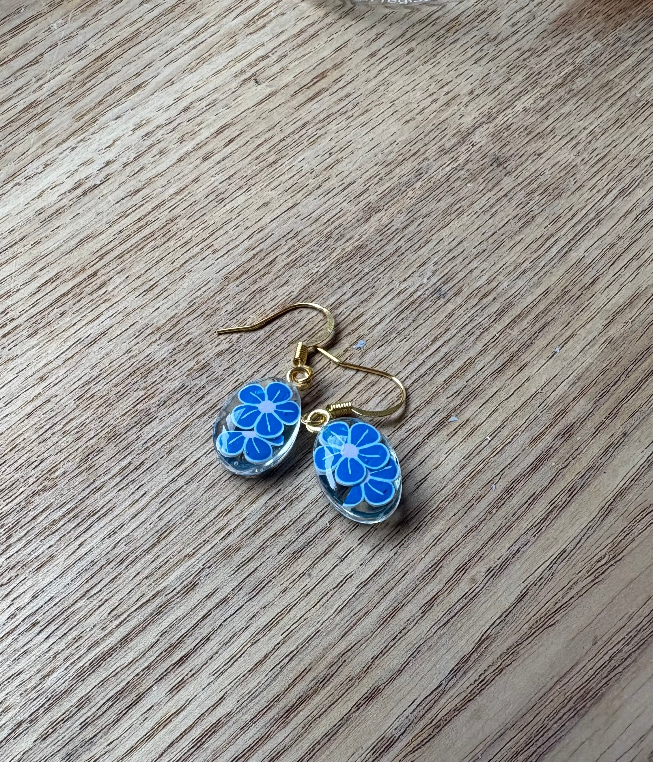 Oval Floral Resin Earrings