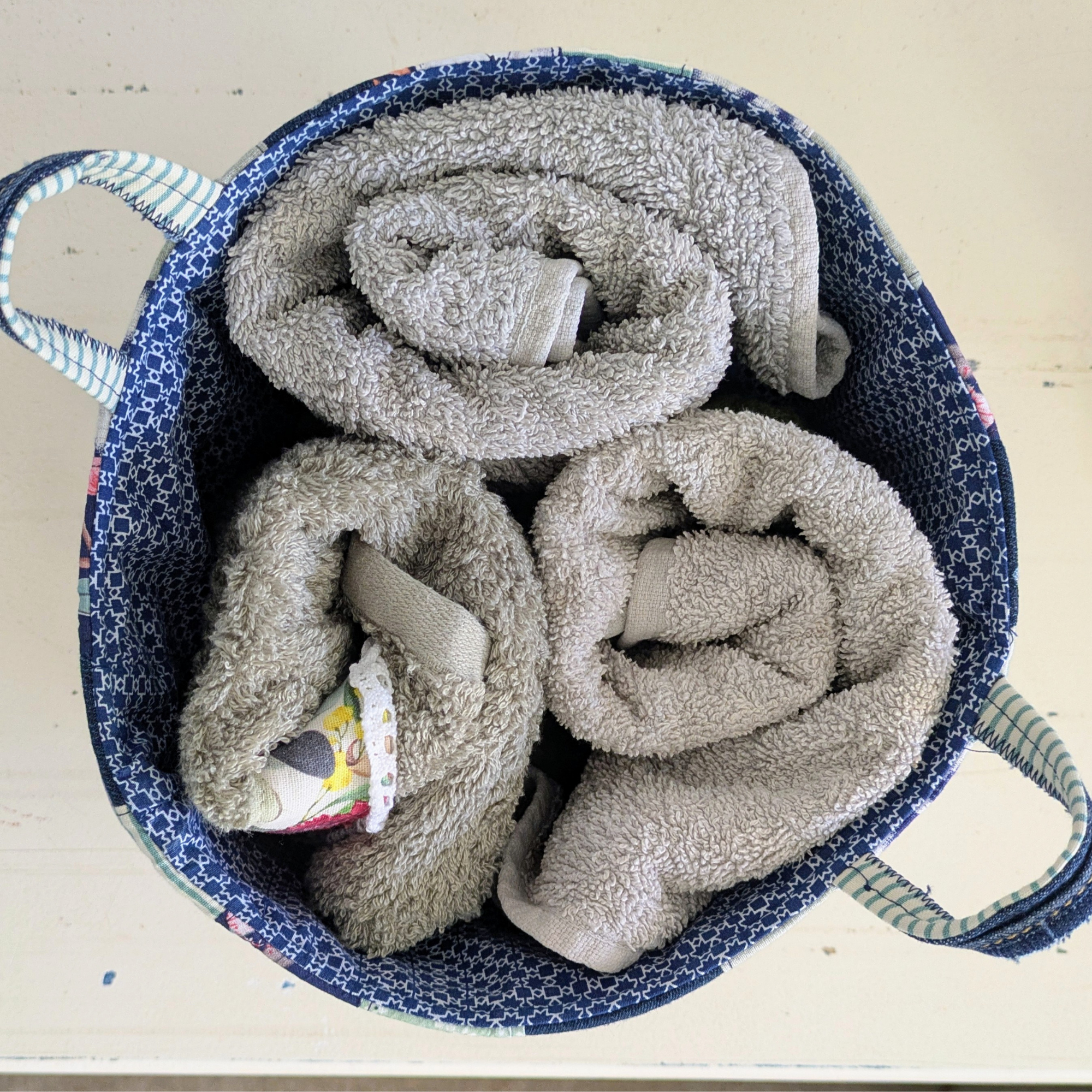 Storage Basket Upcycled Denim Koala Blue