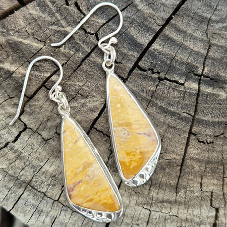 Palm Root Jasper Silver Dangle Earrings