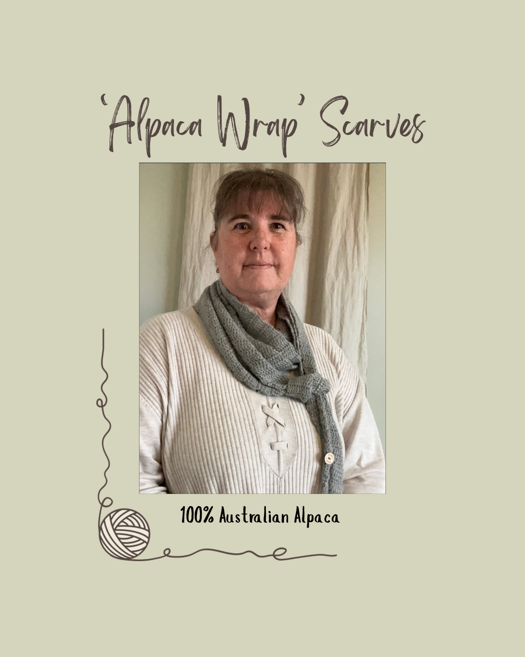 'Soft Grey' Crocheted Alpaca Wrap Scarf