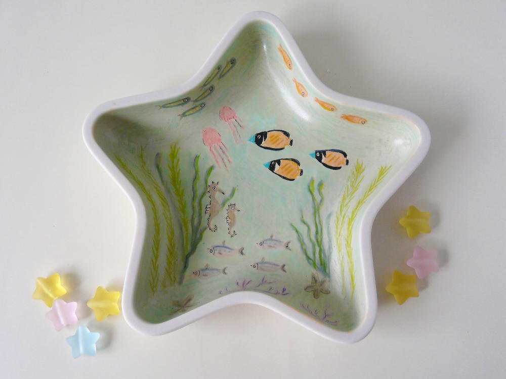 Star-shaped Trinket Dish with Whimsical Underwater Scene