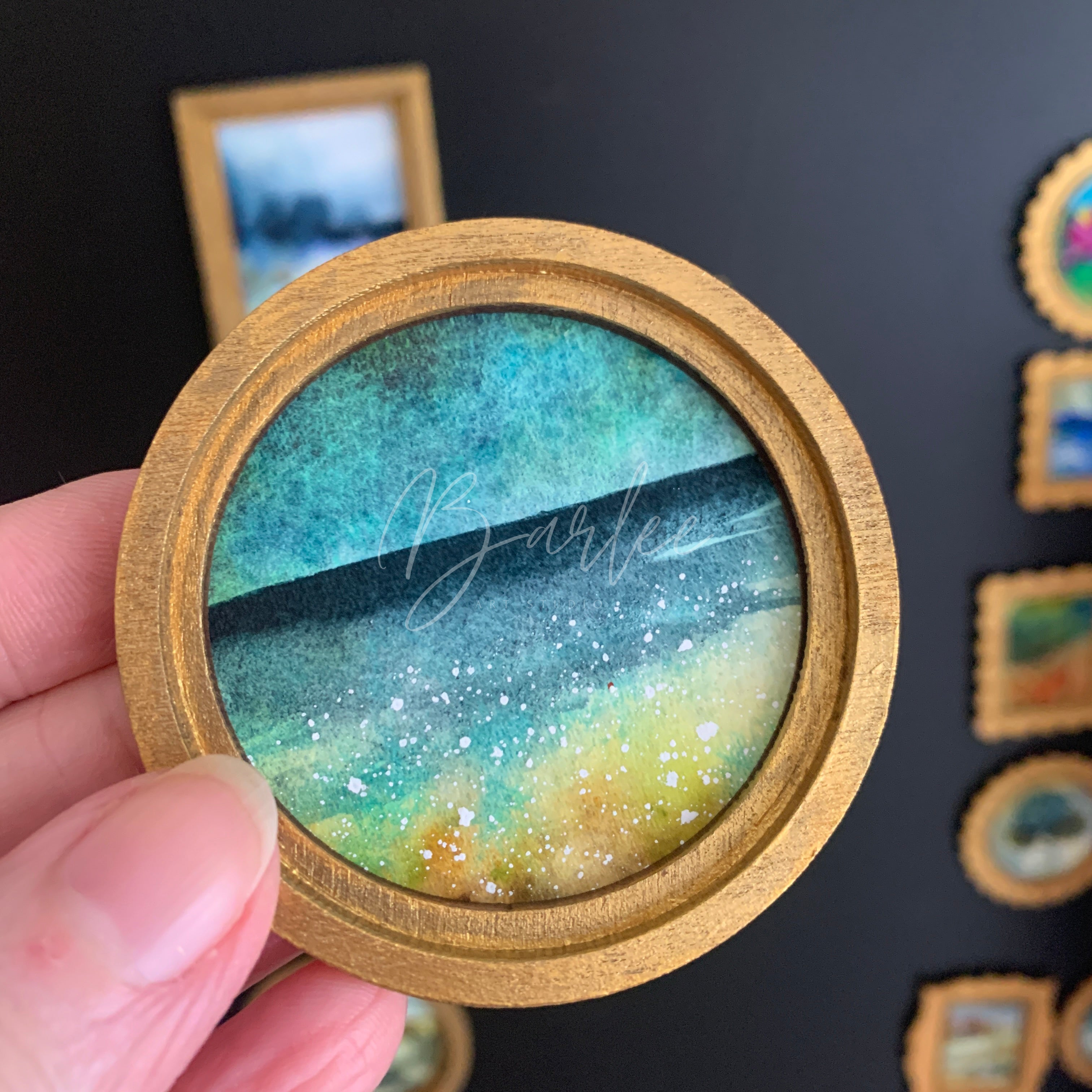 Large Hand Painted Fridge Magnet Set - 3 Framed Original Mini Paintings