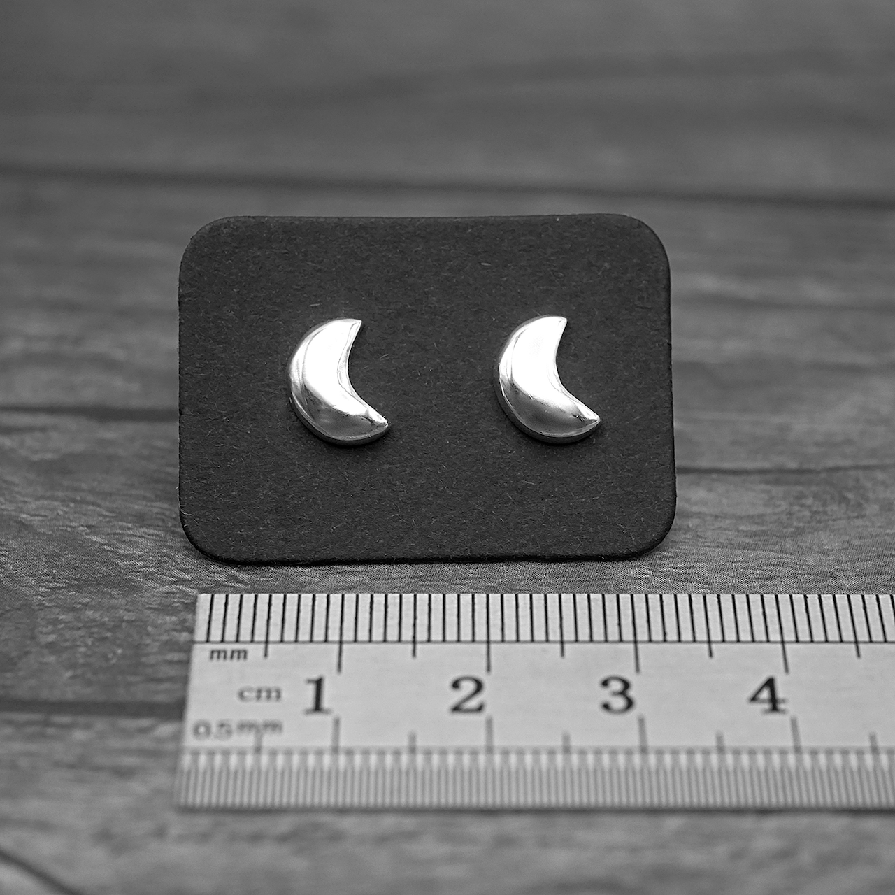 Moon Studs - Handmade Sterling Silver Studs by Purplefish Designs