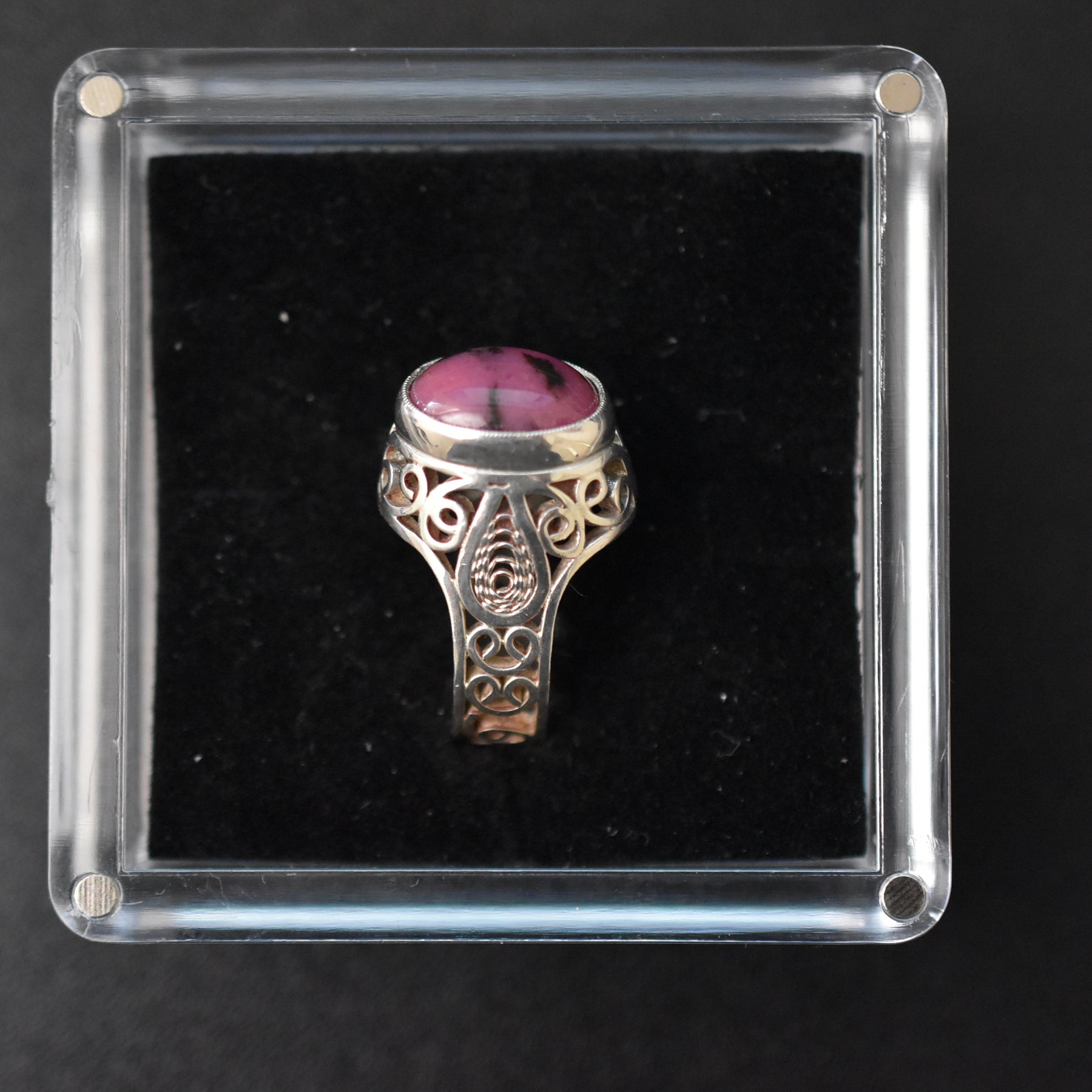 Rhodonite Ring size 16.5mm filigree design