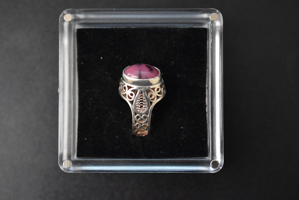 Rhodonite Ring size 16.5mm filigree design