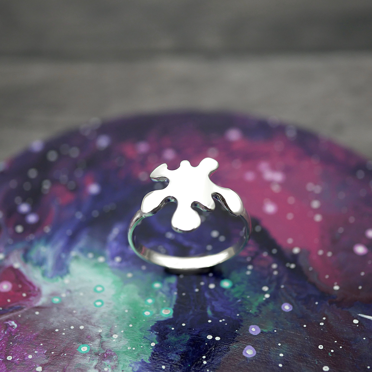 Ink Splat Ring - Handmade Sterling Silver Ring