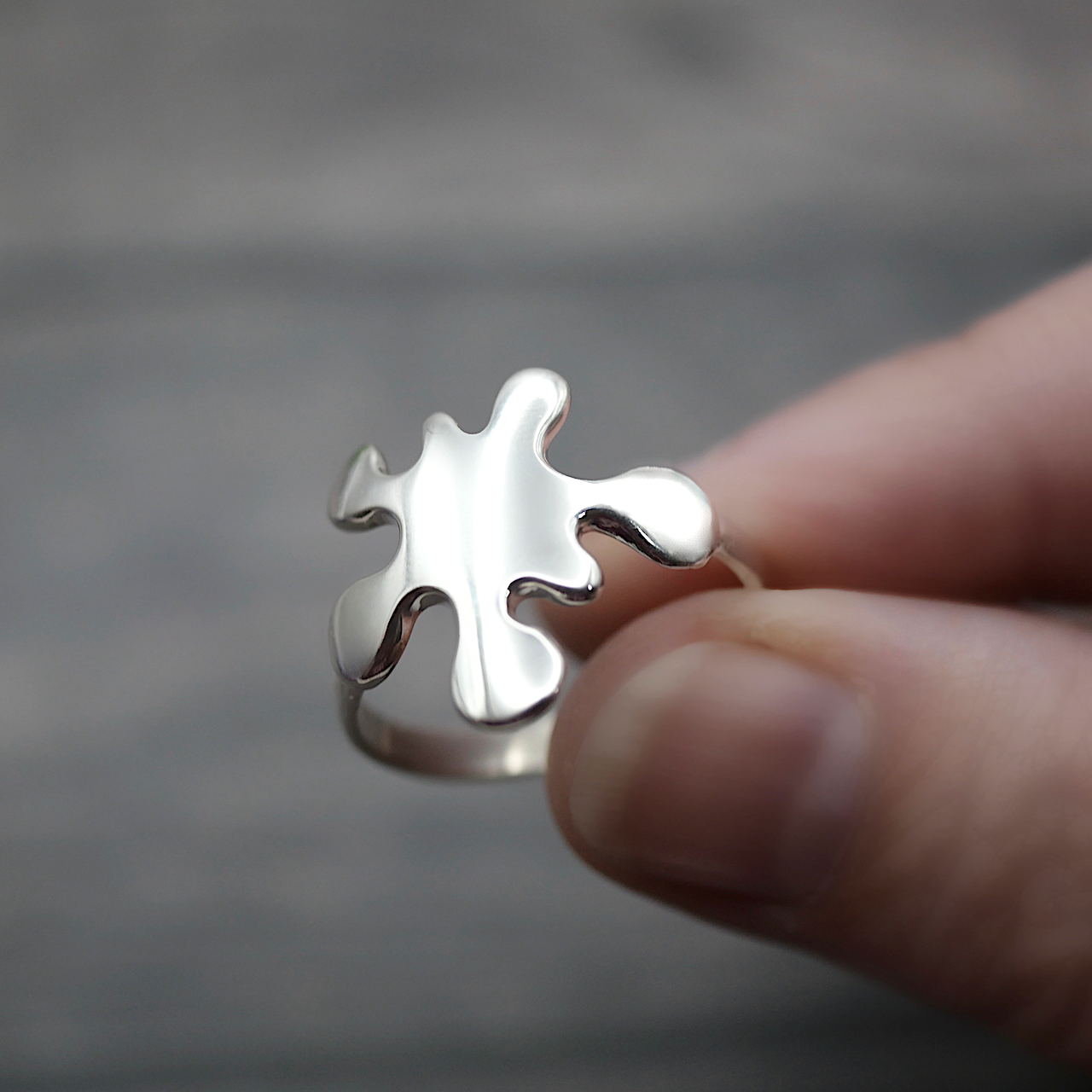 Ink Splat Ring - Handmade Sterling Silver Ring