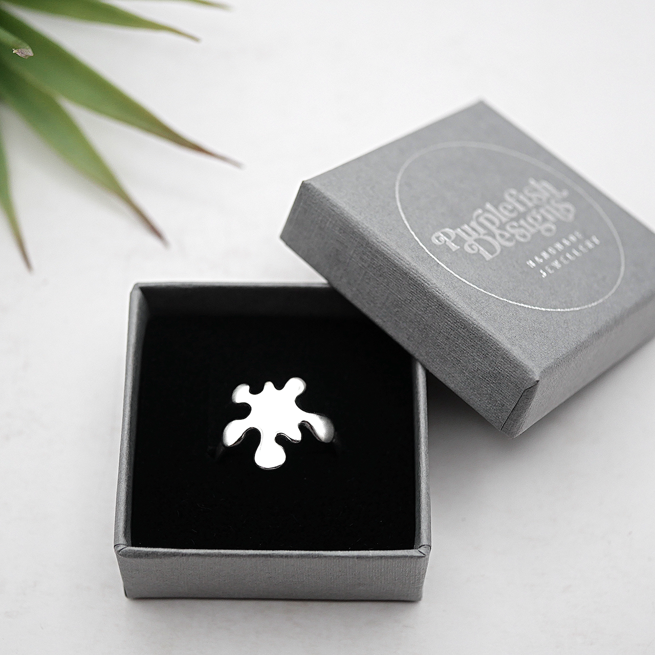 Ink Splat Ring - Handmade Sterling Silver Ring