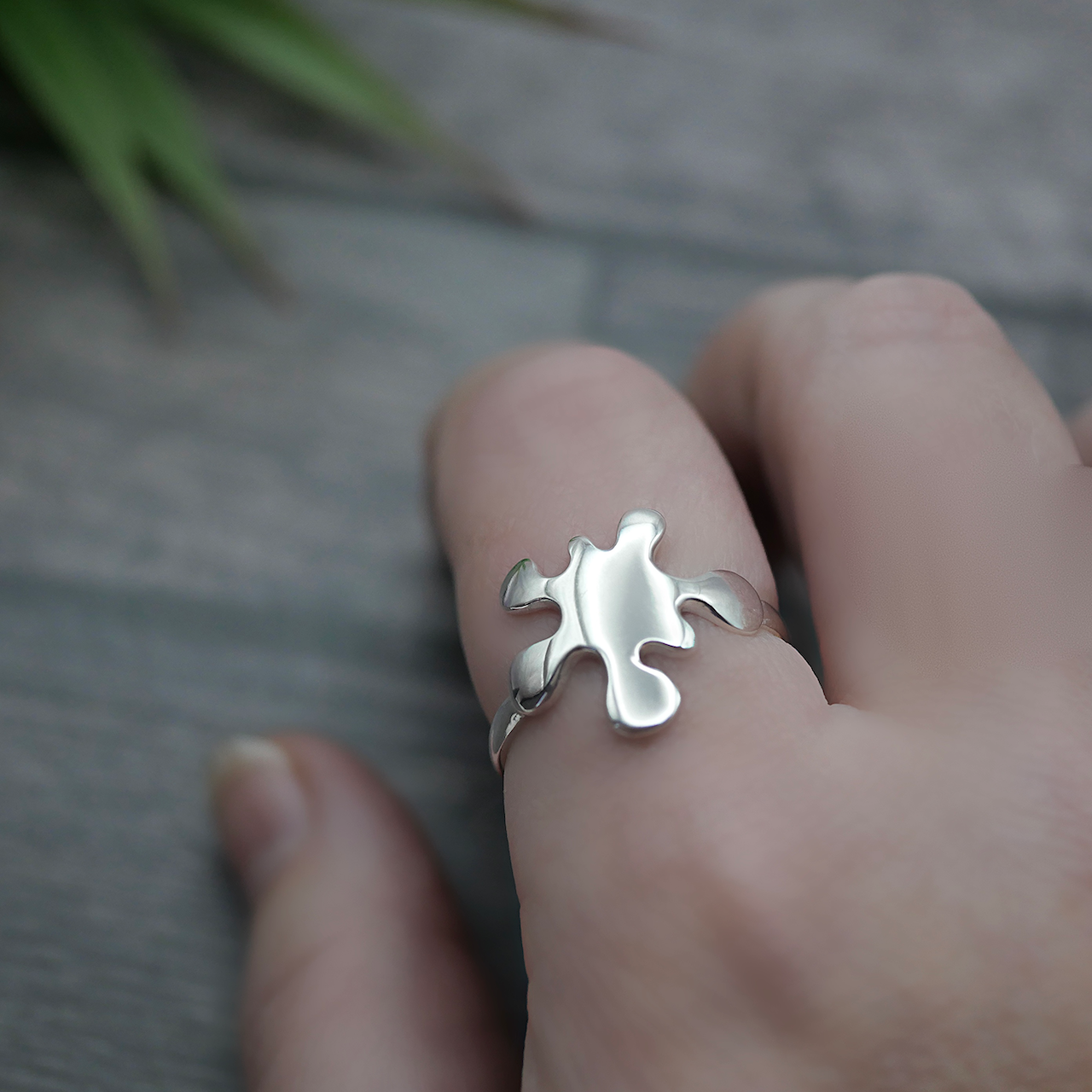 Ink Splat Ring - Handmade Sterling Silver Ring