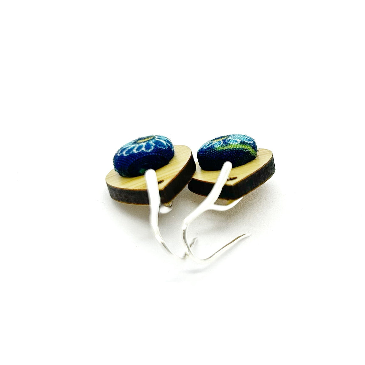 Kimono Tear Drop Bamboo Earrings - Blue