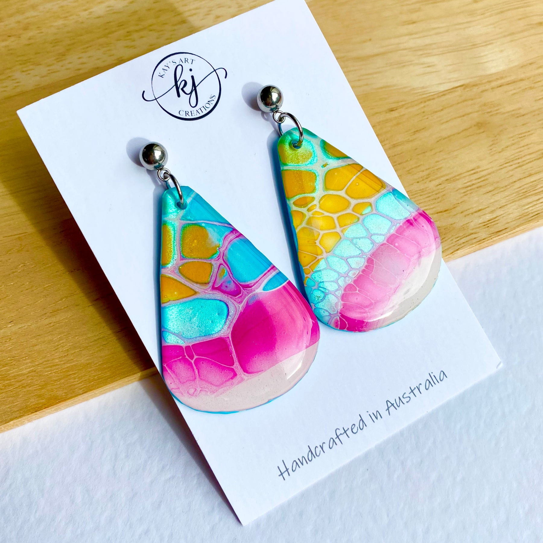 Hand Painted mismatched Dangle Earrings