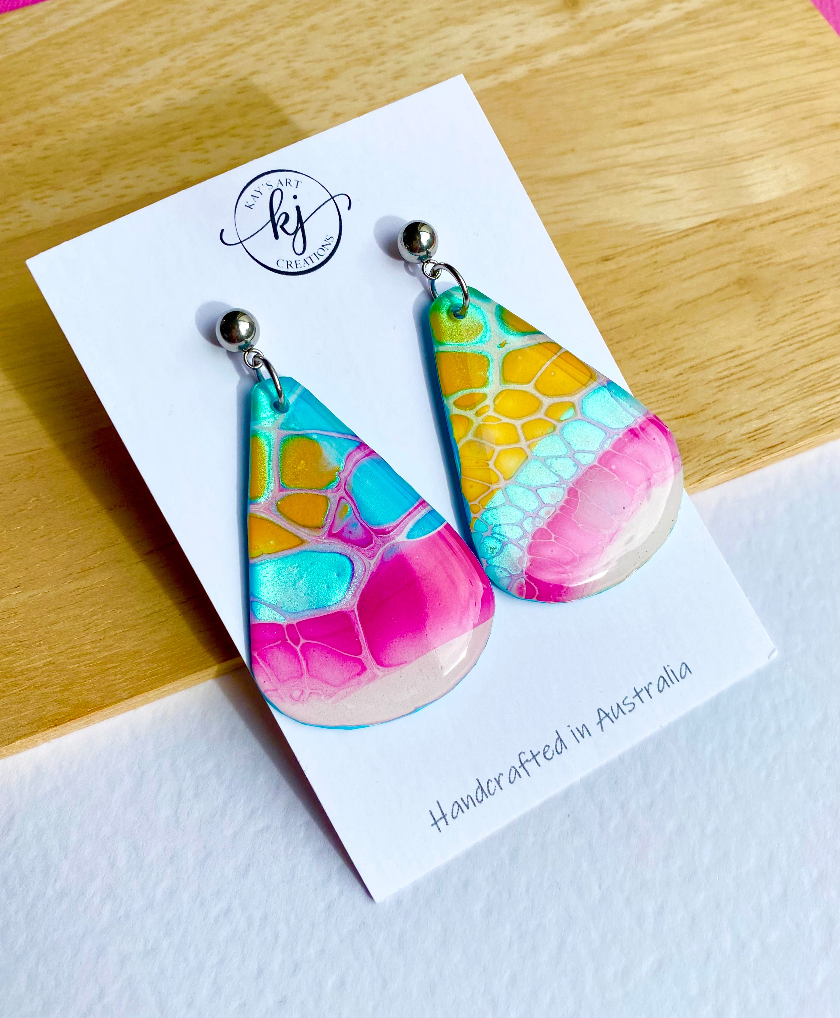 Hand Painted mismatched Dangle Earrings