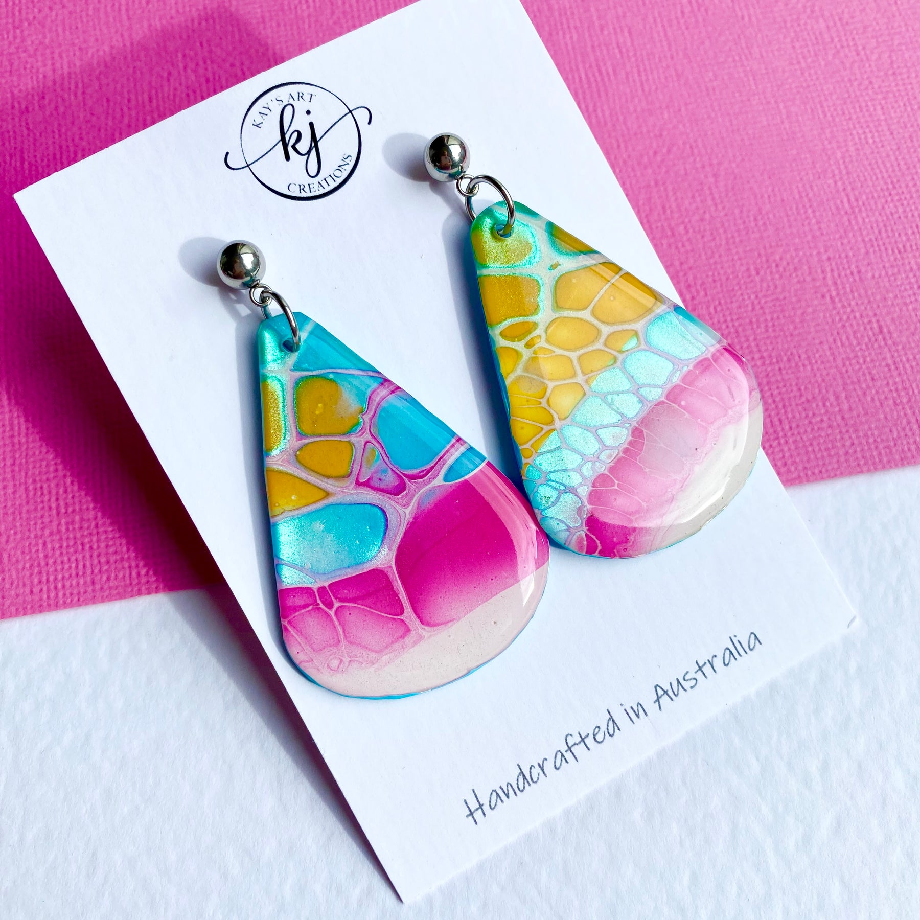 Hand Painted mismatched Dangle Earrings