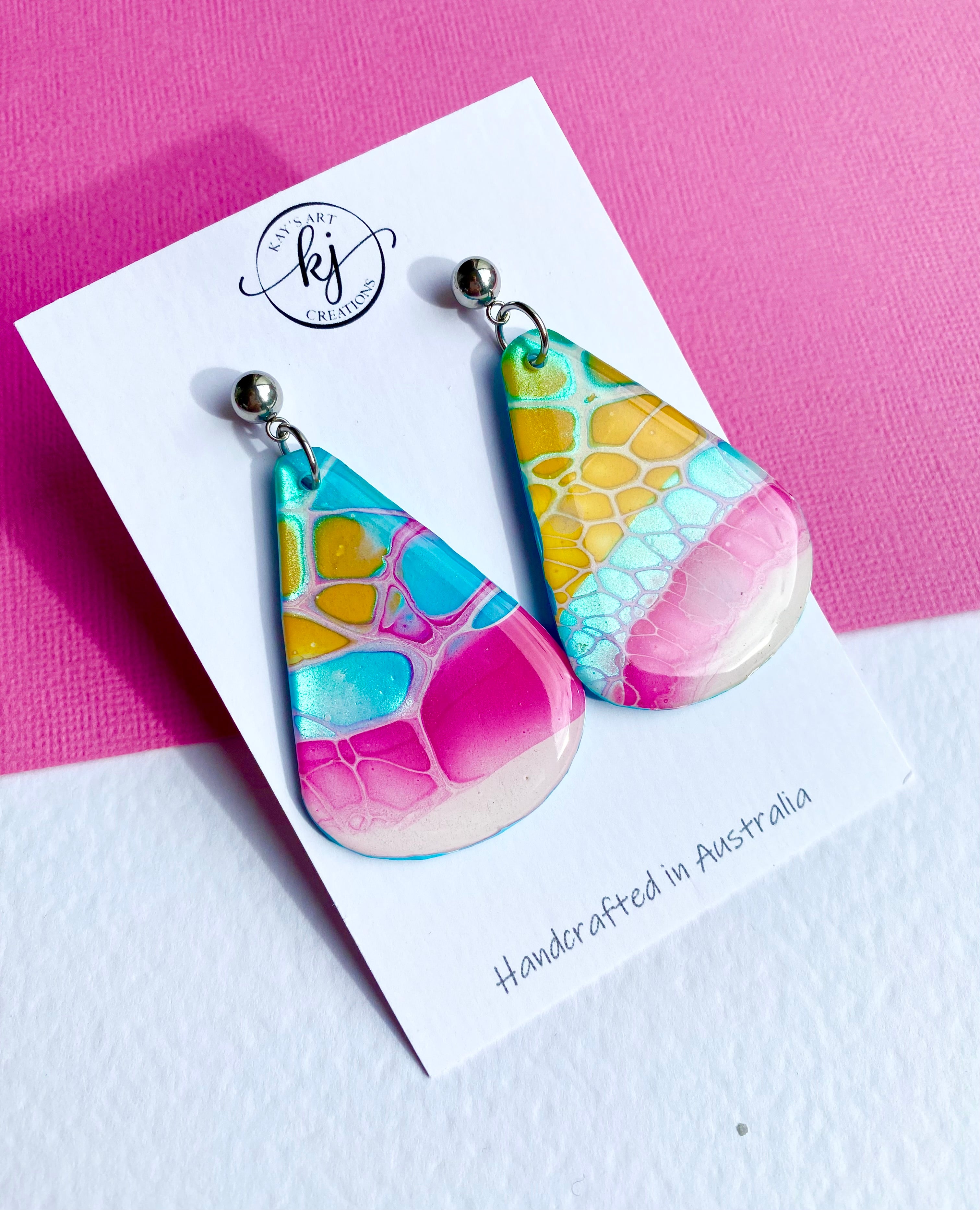 Hand Painted mismatched Dangle Earrings