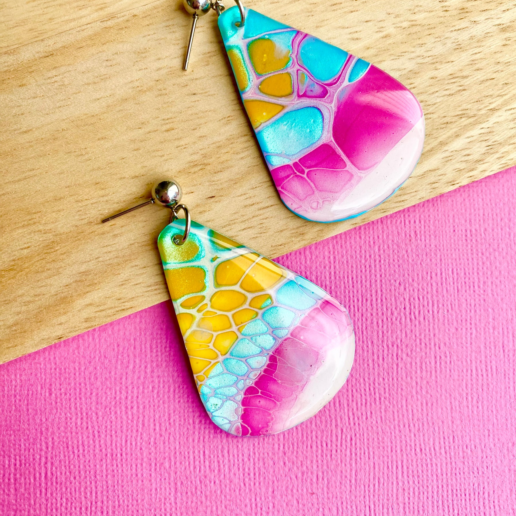 Hand Painted mismatched Dangle Earrings