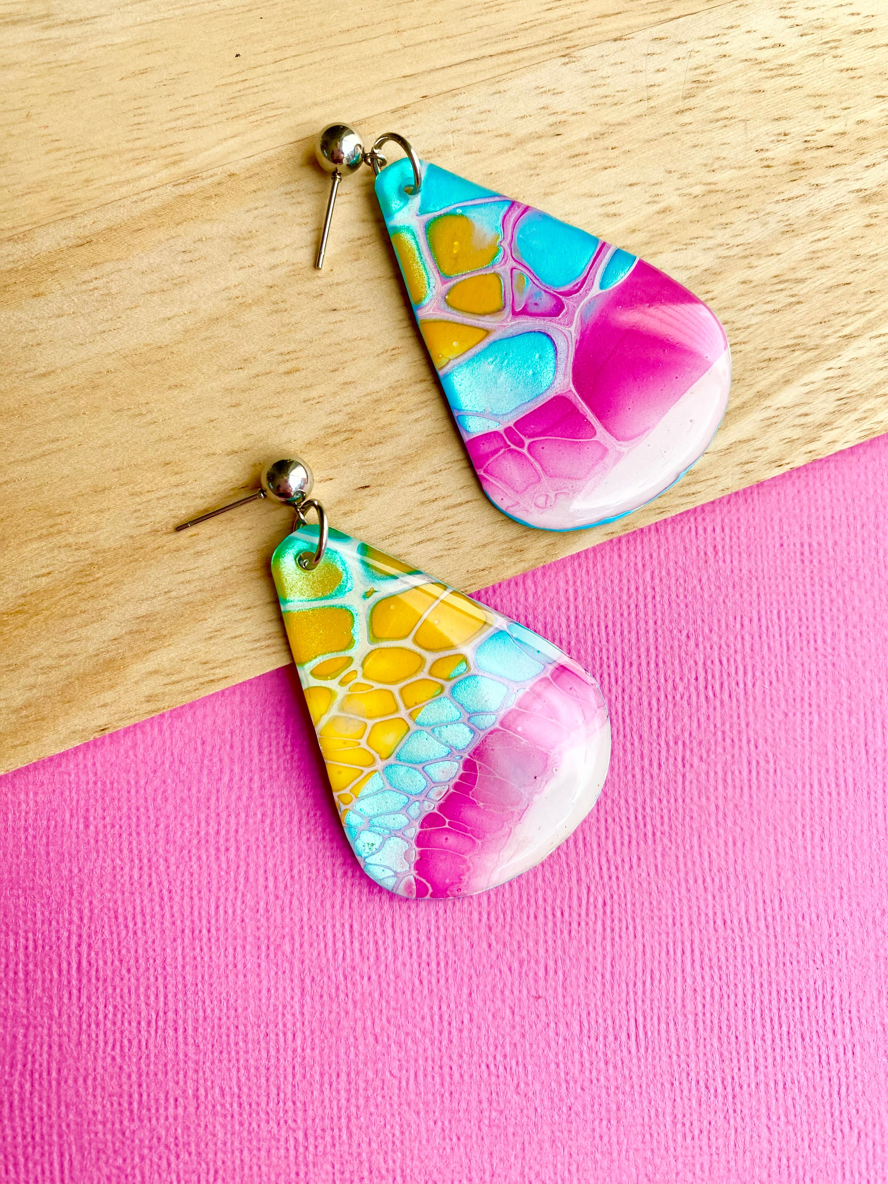 Hand Painted mismatched Dangle Earrings