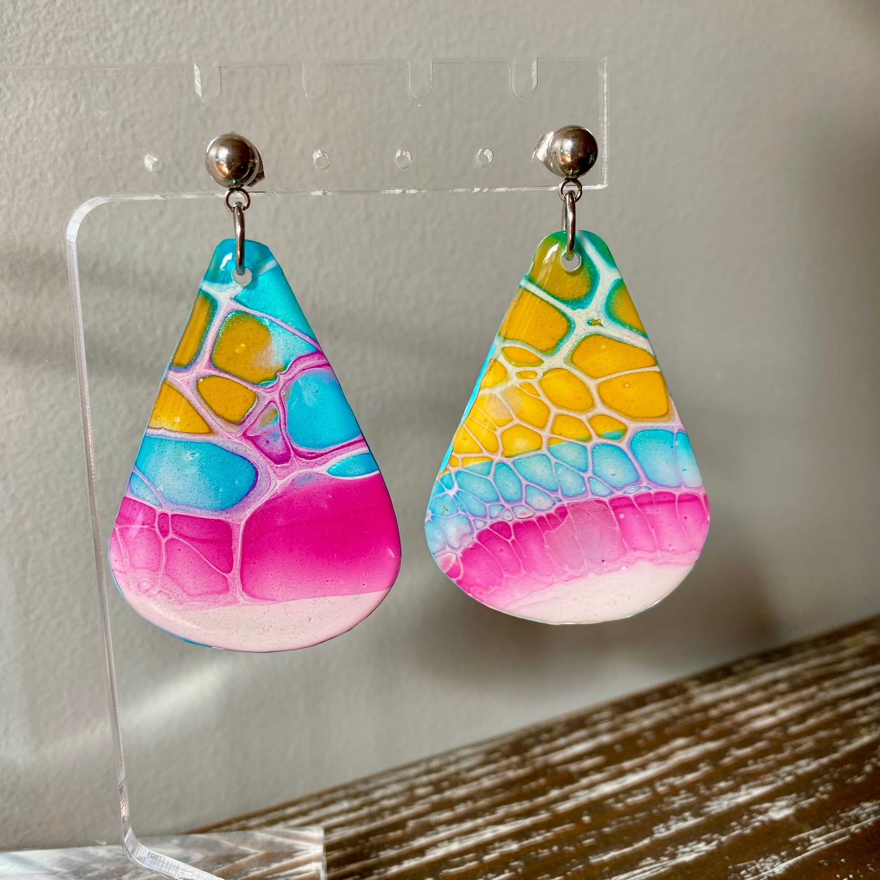 Hand Painted mismatched Dangle Earrings