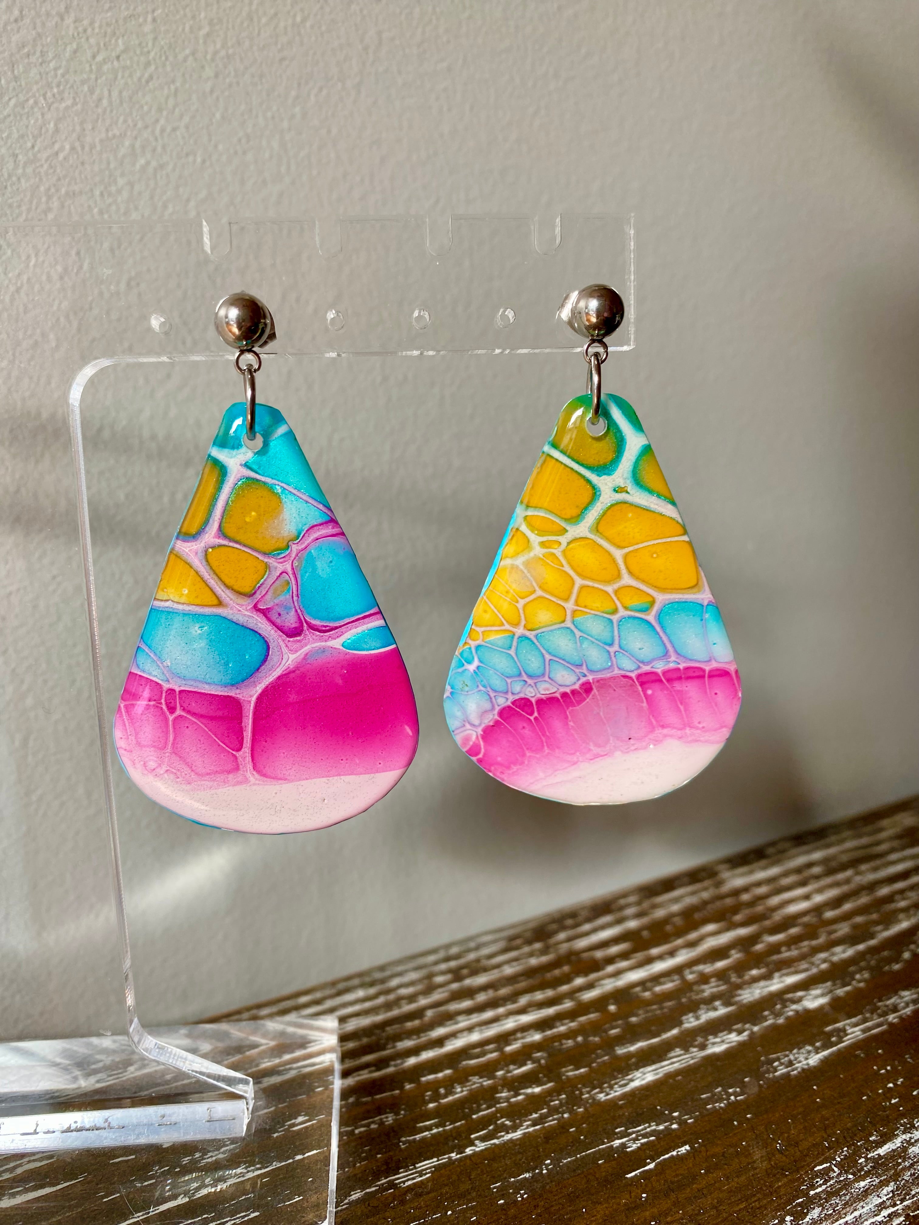 Hand Painted mismatched Dangle Earrings