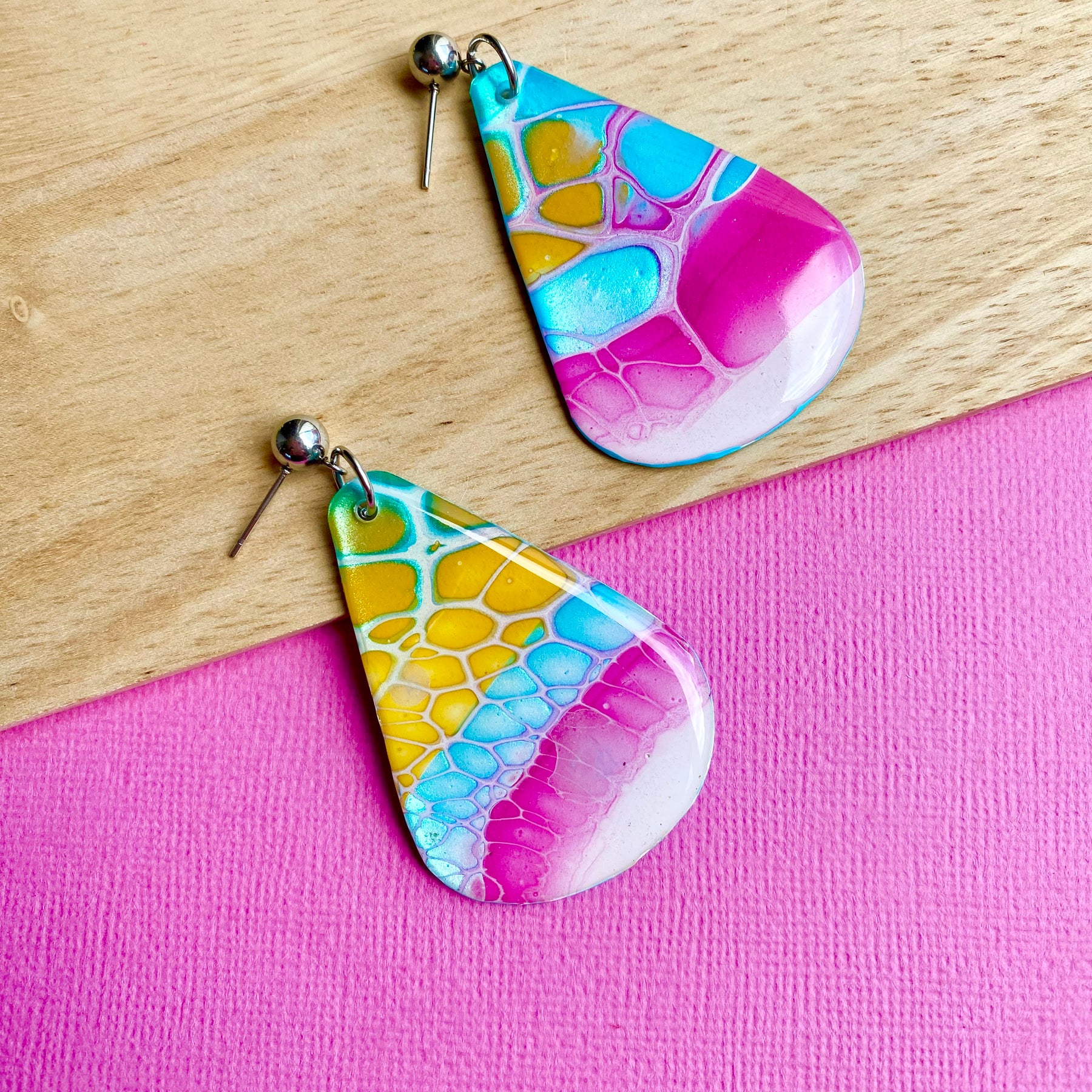 Hand Painted mismatched Dangle Earrings