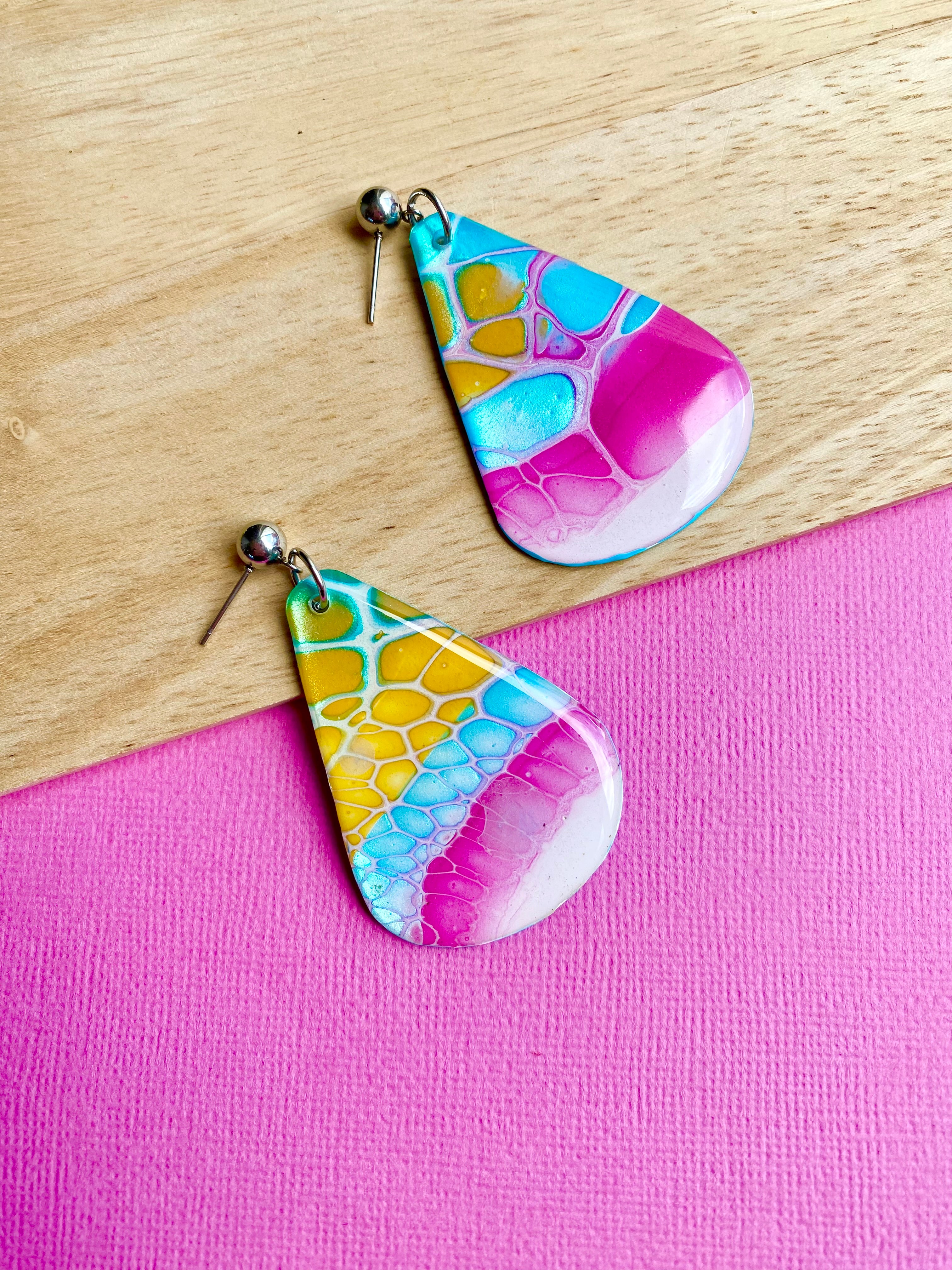 Hand Painted mismatched Dangle Earrings