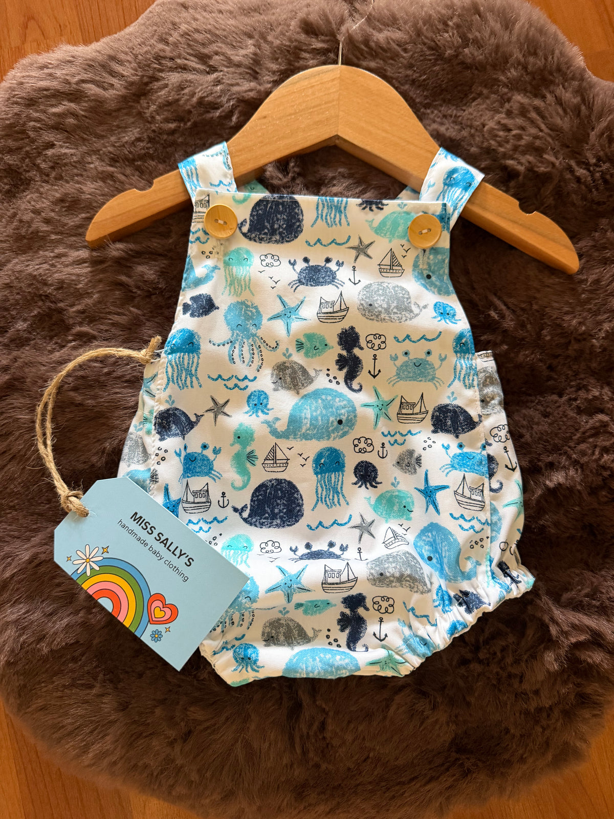 Sea Creatures Gender Neutral Baby Romper